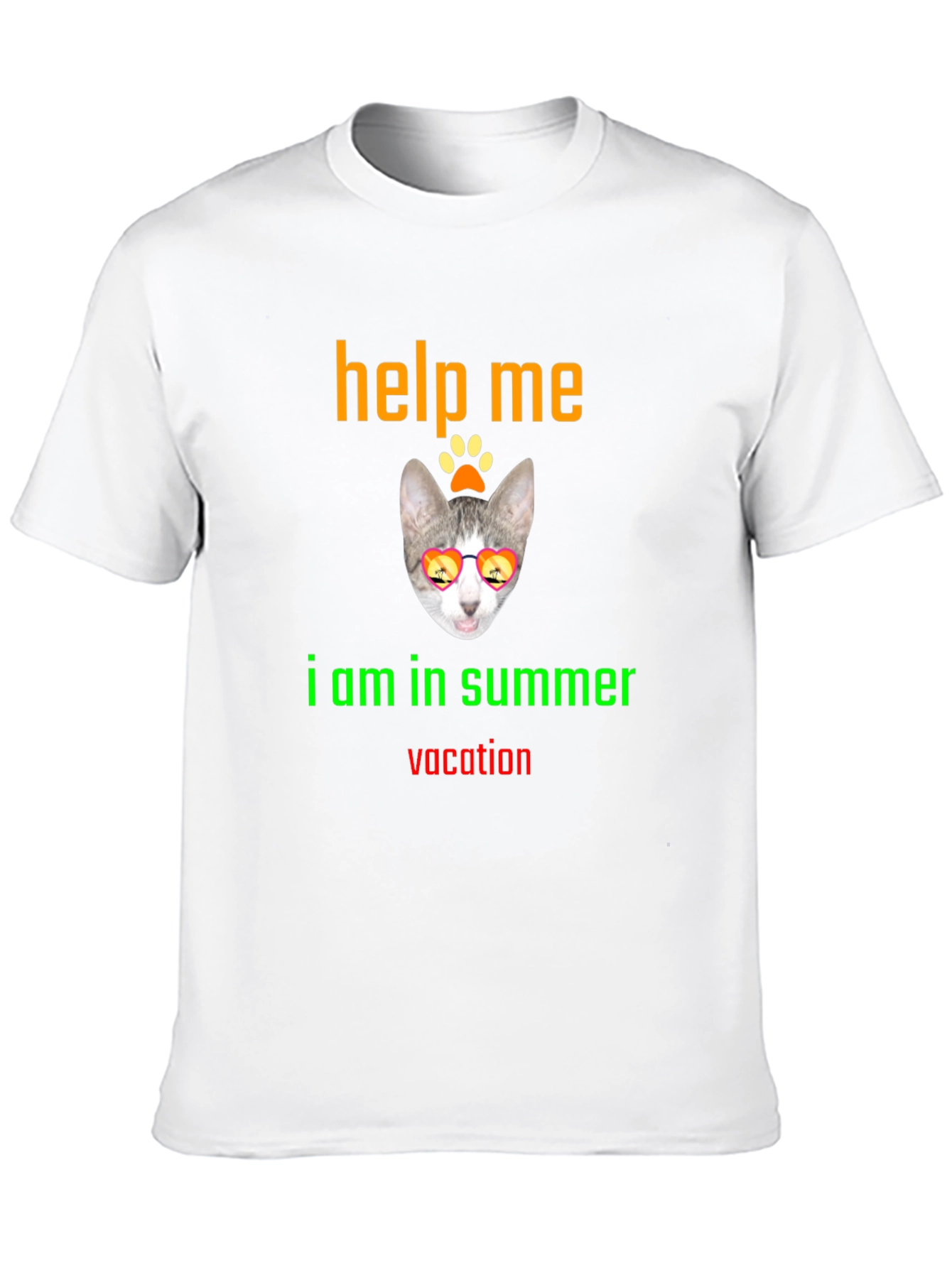Black Help Me Summer Vacation Tee - Cat Sunglasses T-Shirt view 10