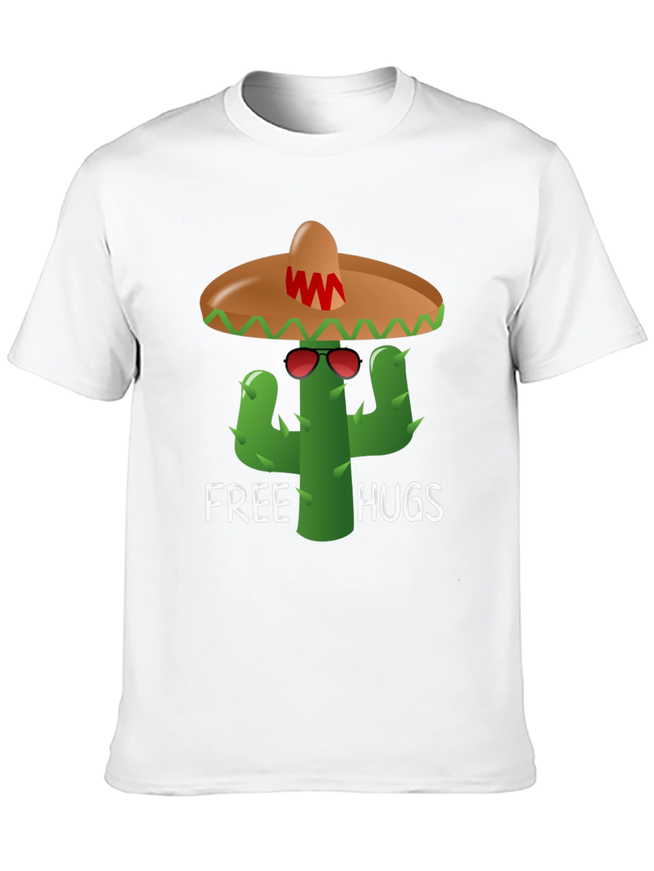 Black Free Hugs Cactus Tee - Fun Graphic T-Shirt view 10