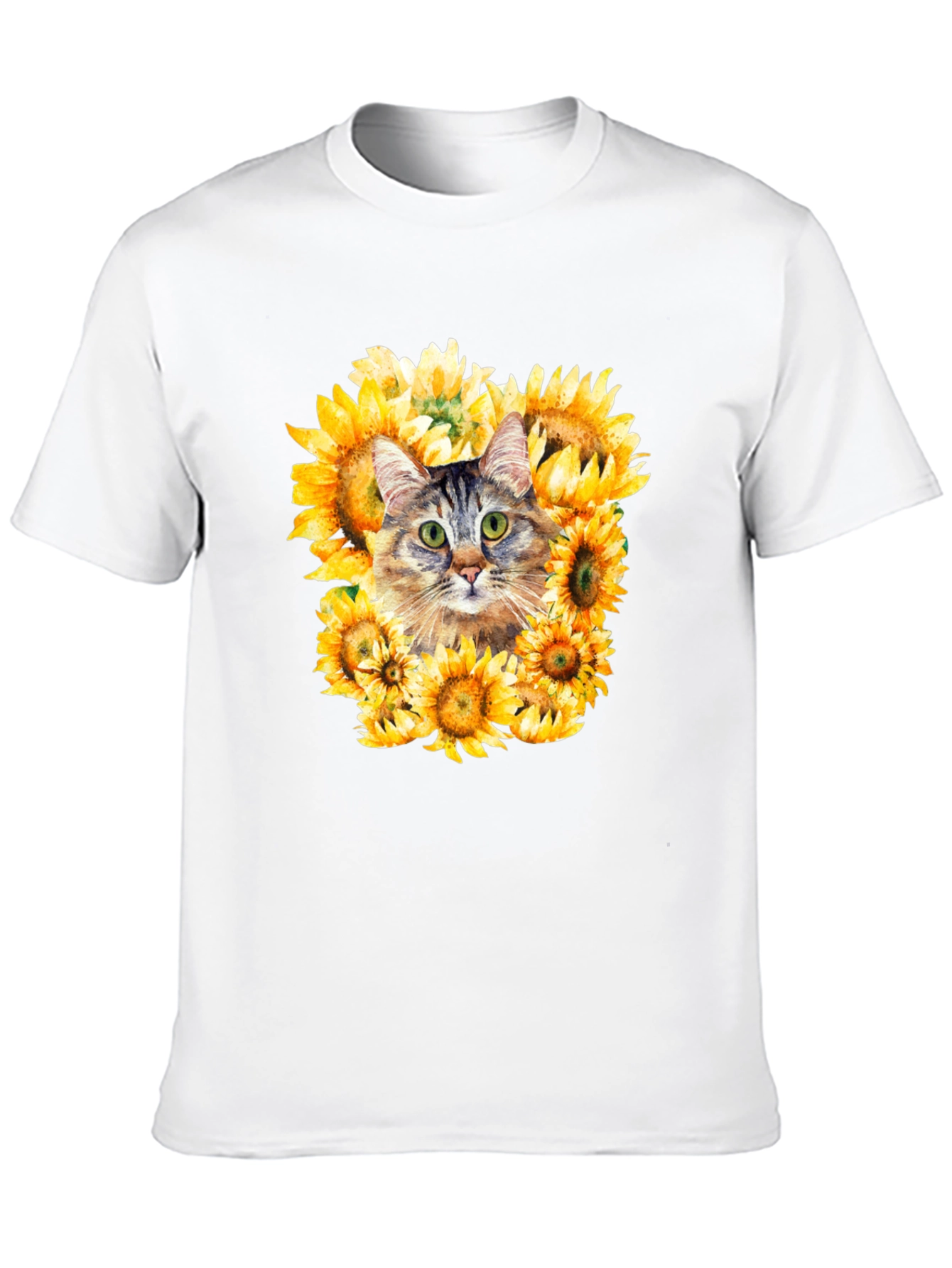 Black Cat Sunflower Graphic Tee - Men's Black T-Shirt view 10