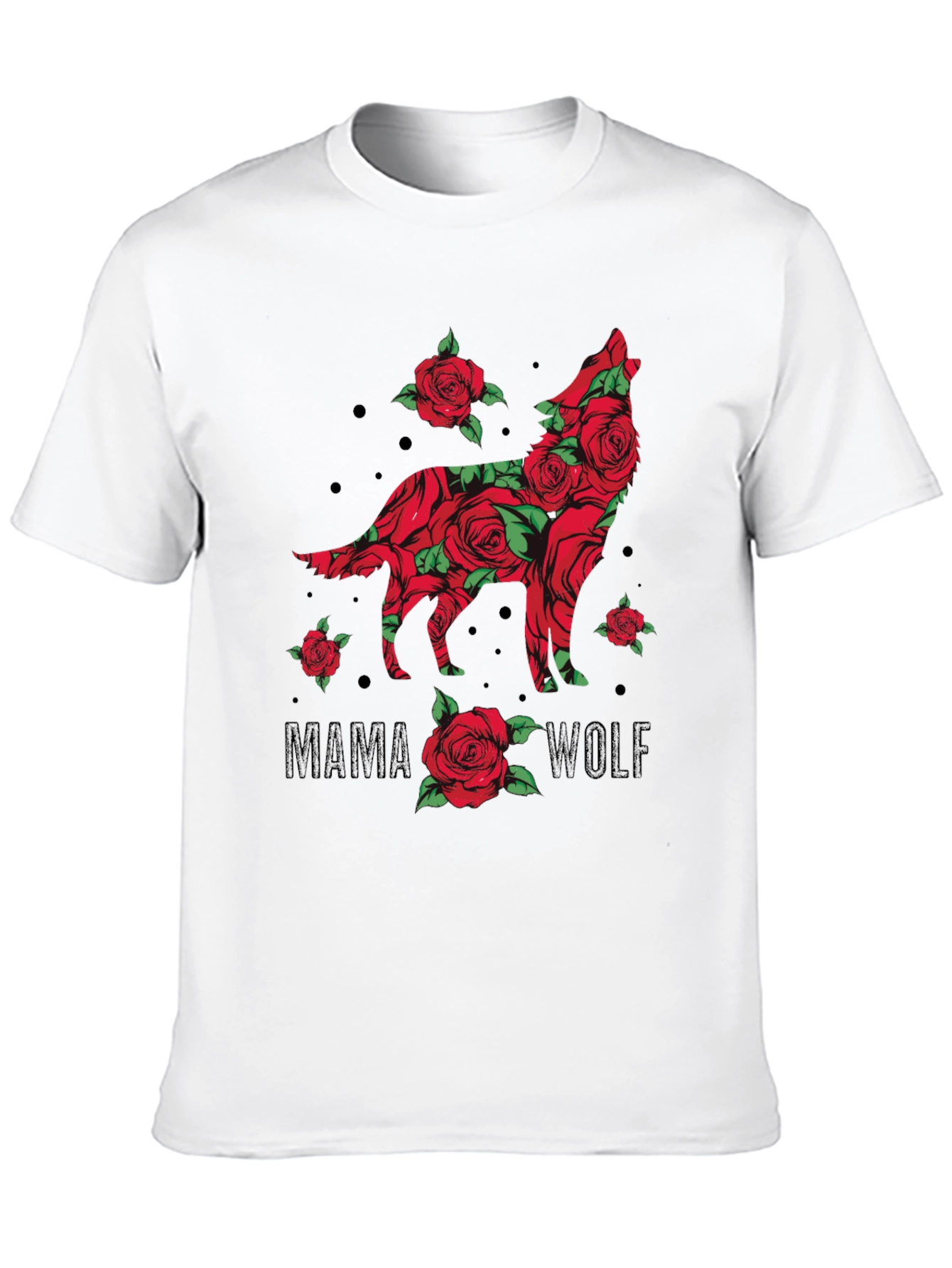 Black Mama Wolf Rose Graphic T-Shirt view 10
