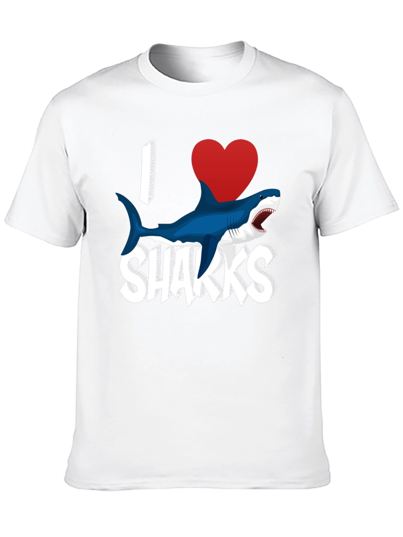 Black I Love Sharks T-Shirt - Black Cotton Blend view 10