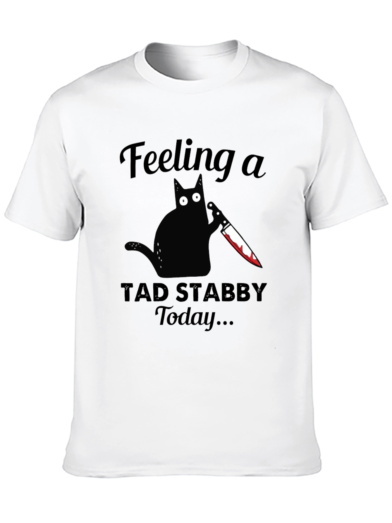 Black Feeling Stabby Cat Graphic Tee - Black Cotton T-Shirt view 10