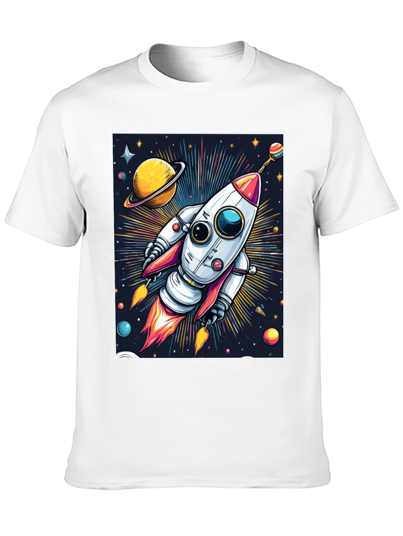 Black Space Rocket T-Shirt - Cosmic Graphic Tee view 10