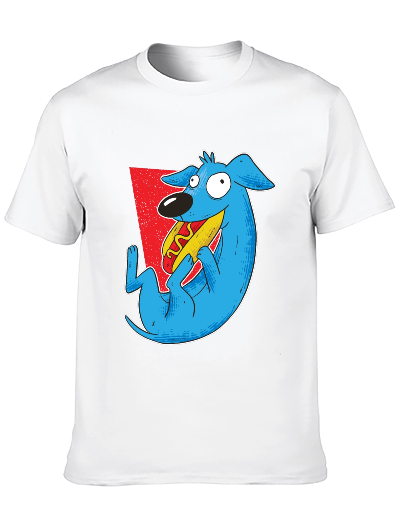 Black Cartoon Dog Eating Hotdog Graphic Tee - Black view 10