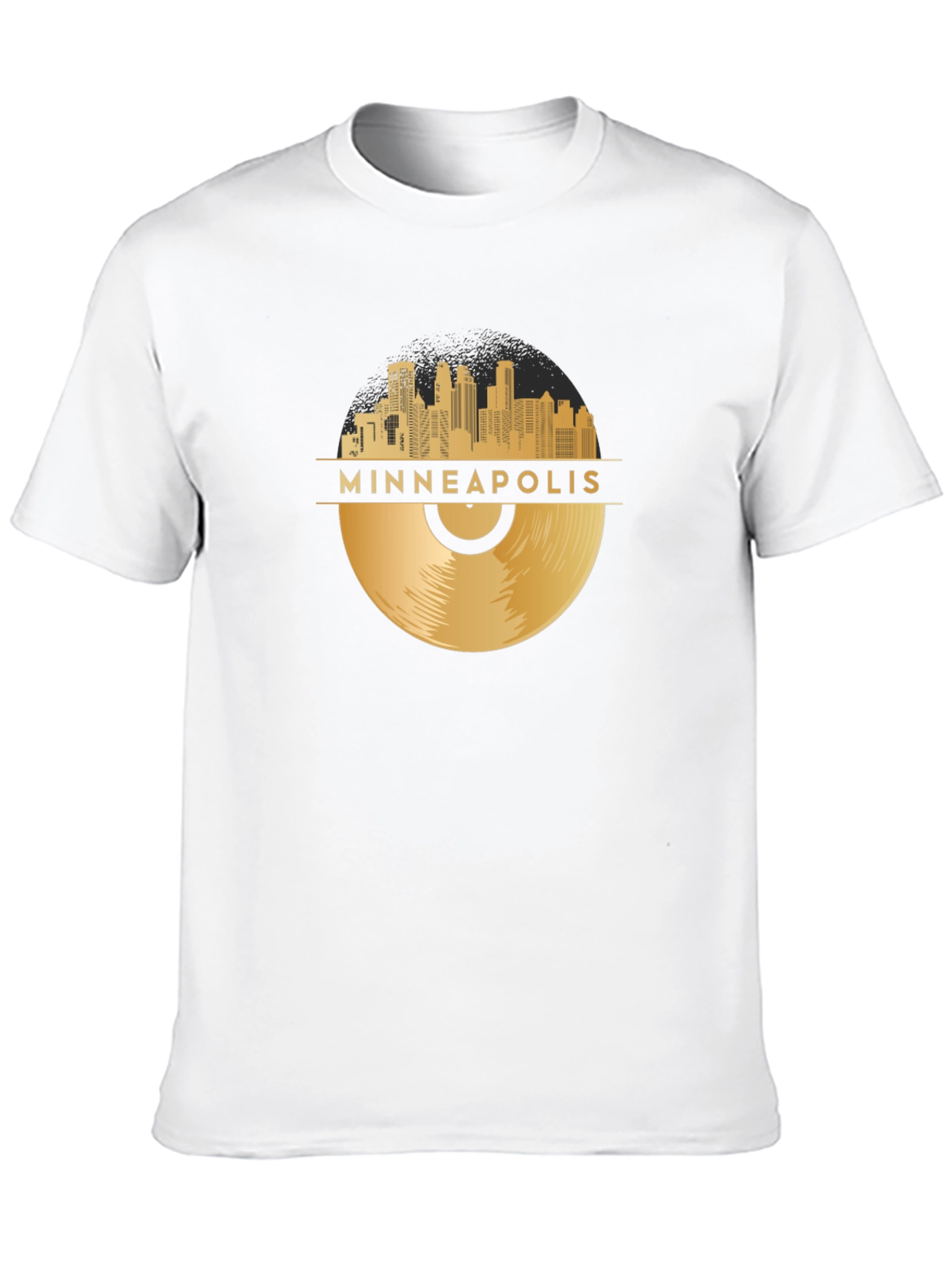 Black Minneapolis Gold Record Skyline Black T-Shirt view 10