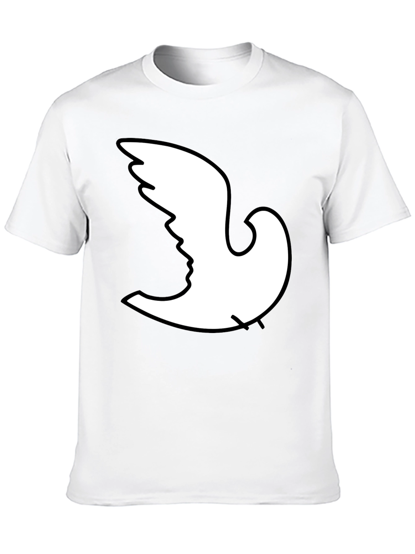 Black Optical Illusion Dove Face Graphic T-Shirt view 10