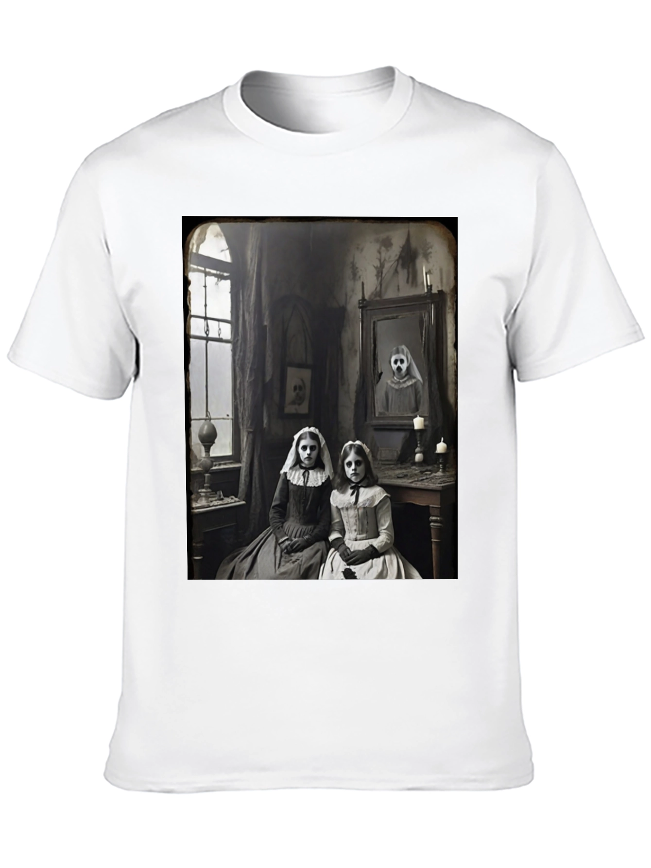 Creepy Sisters Graphic Tee - Vintage Horror Style - 10