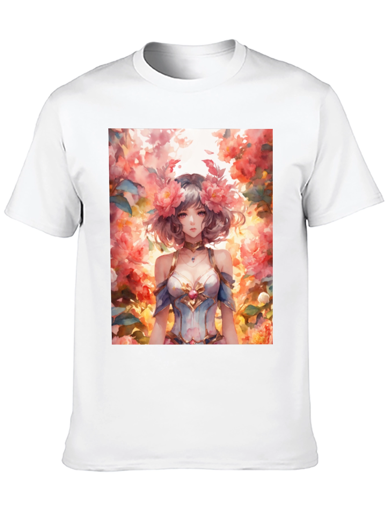 Black Floral Anime Girl Graphic Tee - Stylish & Unique view 10