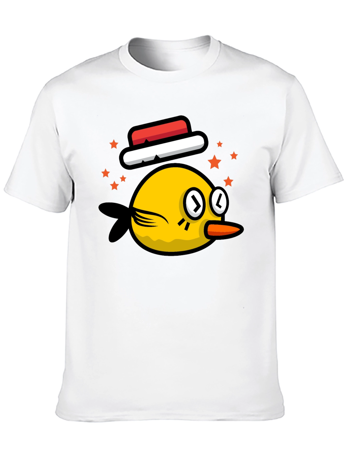 Black Cartoon Bird Graphic Tee - Black Cotton Casual T-Shirt view 10