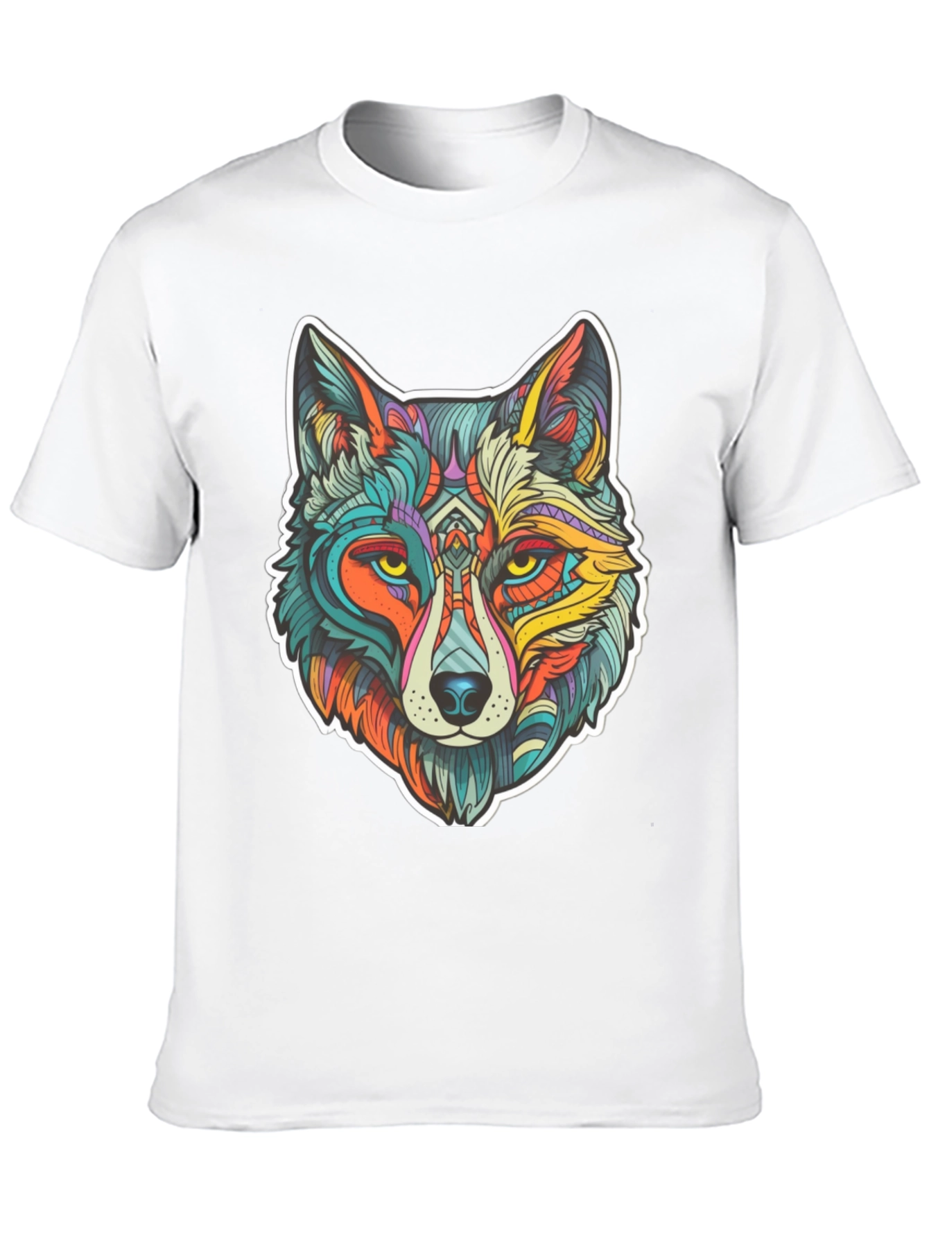 Black Wolf Art Graphic Print Black T-Shirt view 10