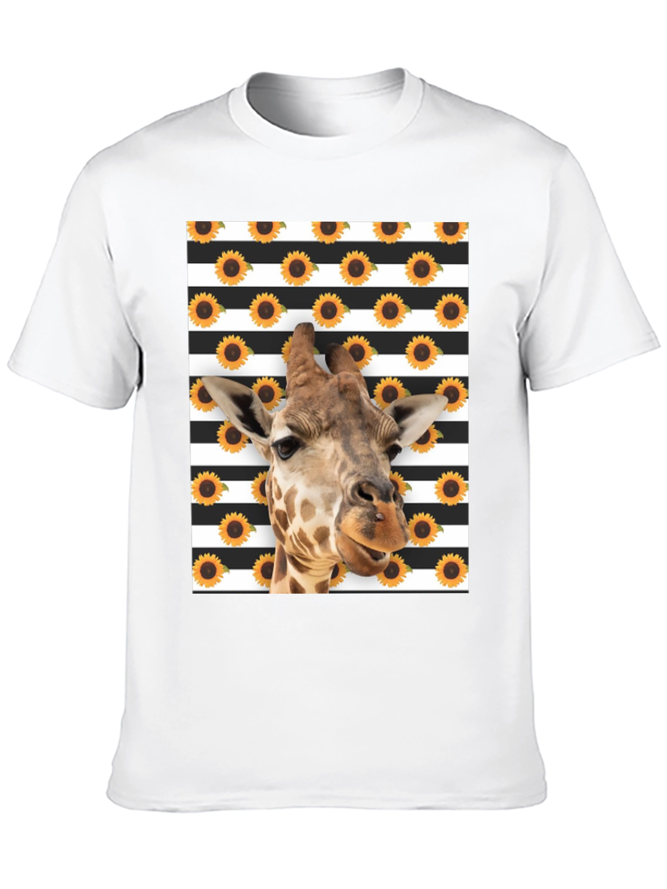 Black Giraffe Sunflower Striped Graphic Tee view 10