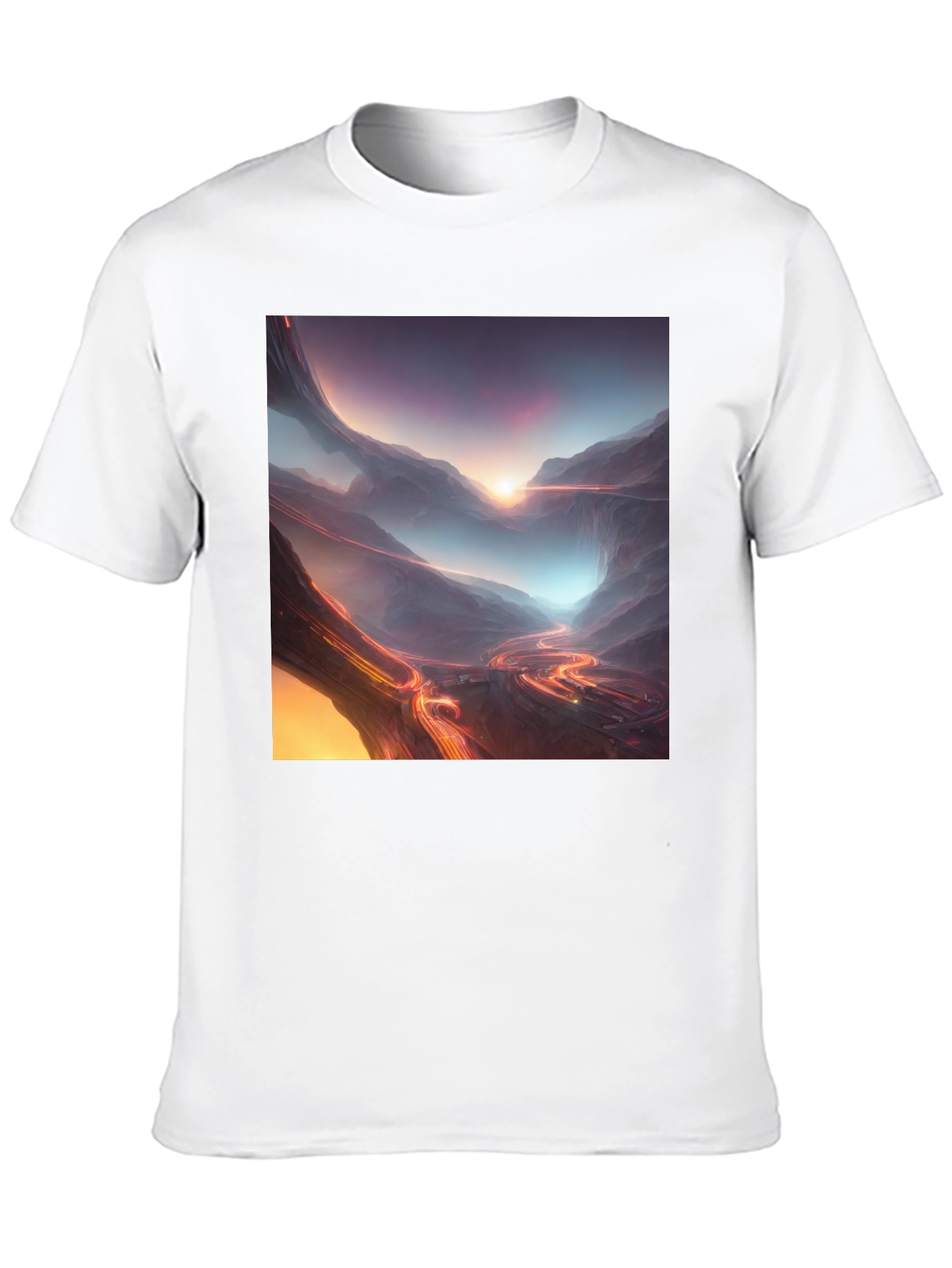 Black Sci-Fi Mountain Graphic Tee - Black Cotton view 10