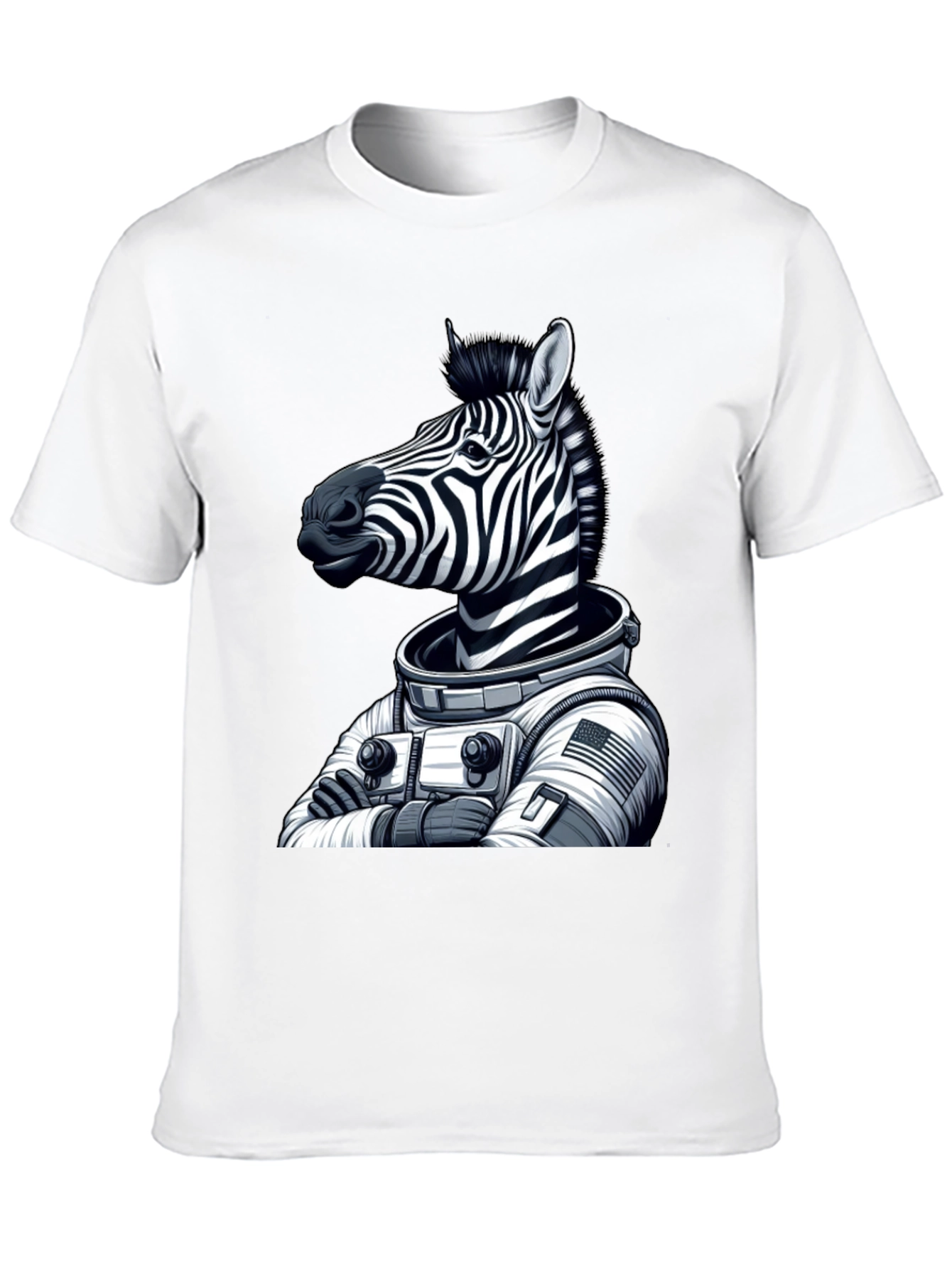 Black Zebra Astronaut Black T-Shirt view 10
