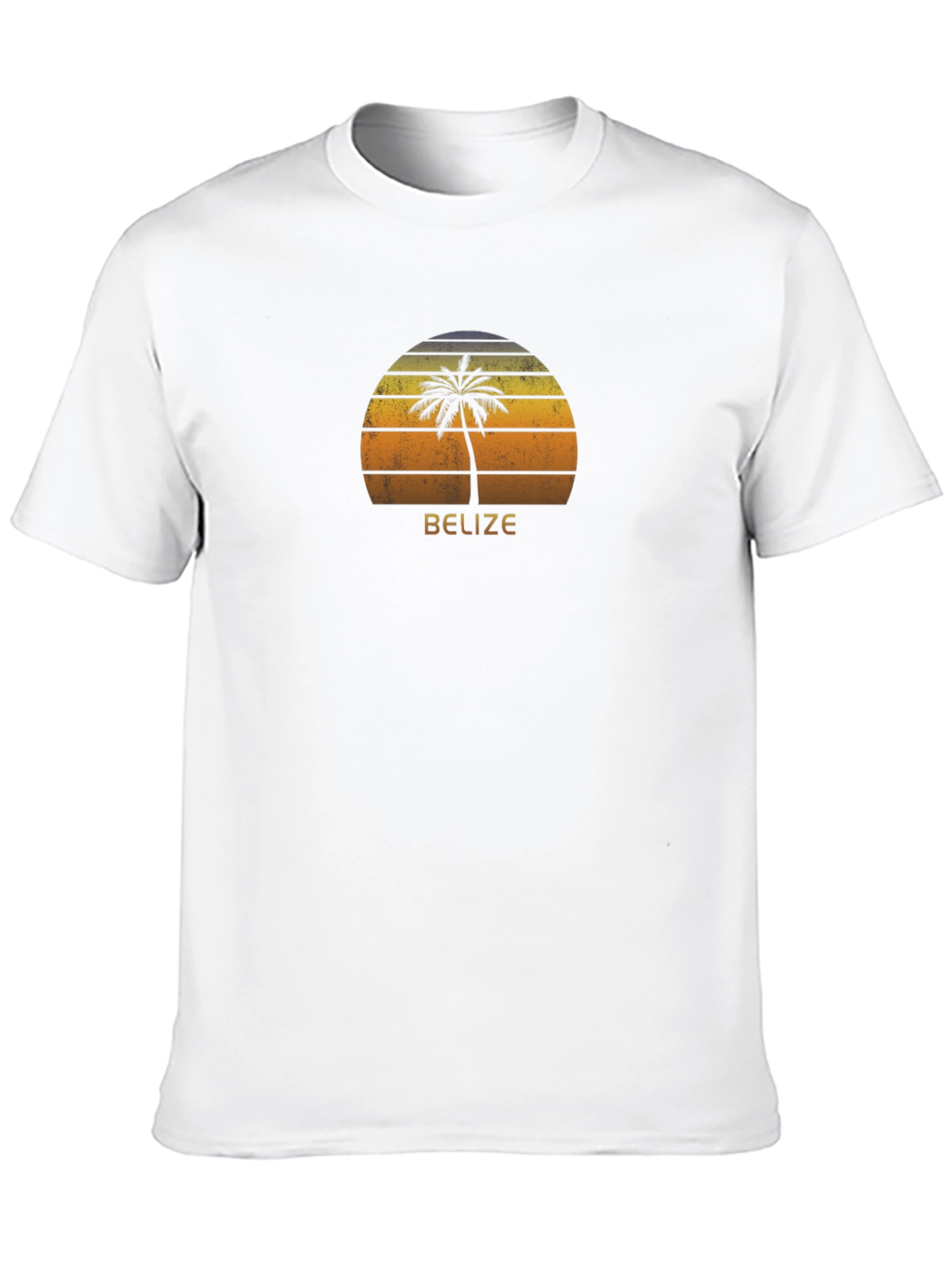 Black Belize Palm Tree Sunset T-Shirt view 10