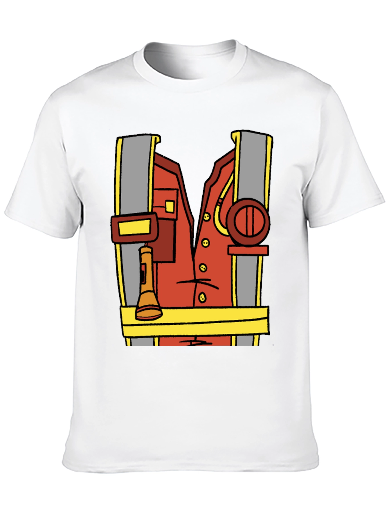 Black Cartoon Firefighter Costume Tee view 10