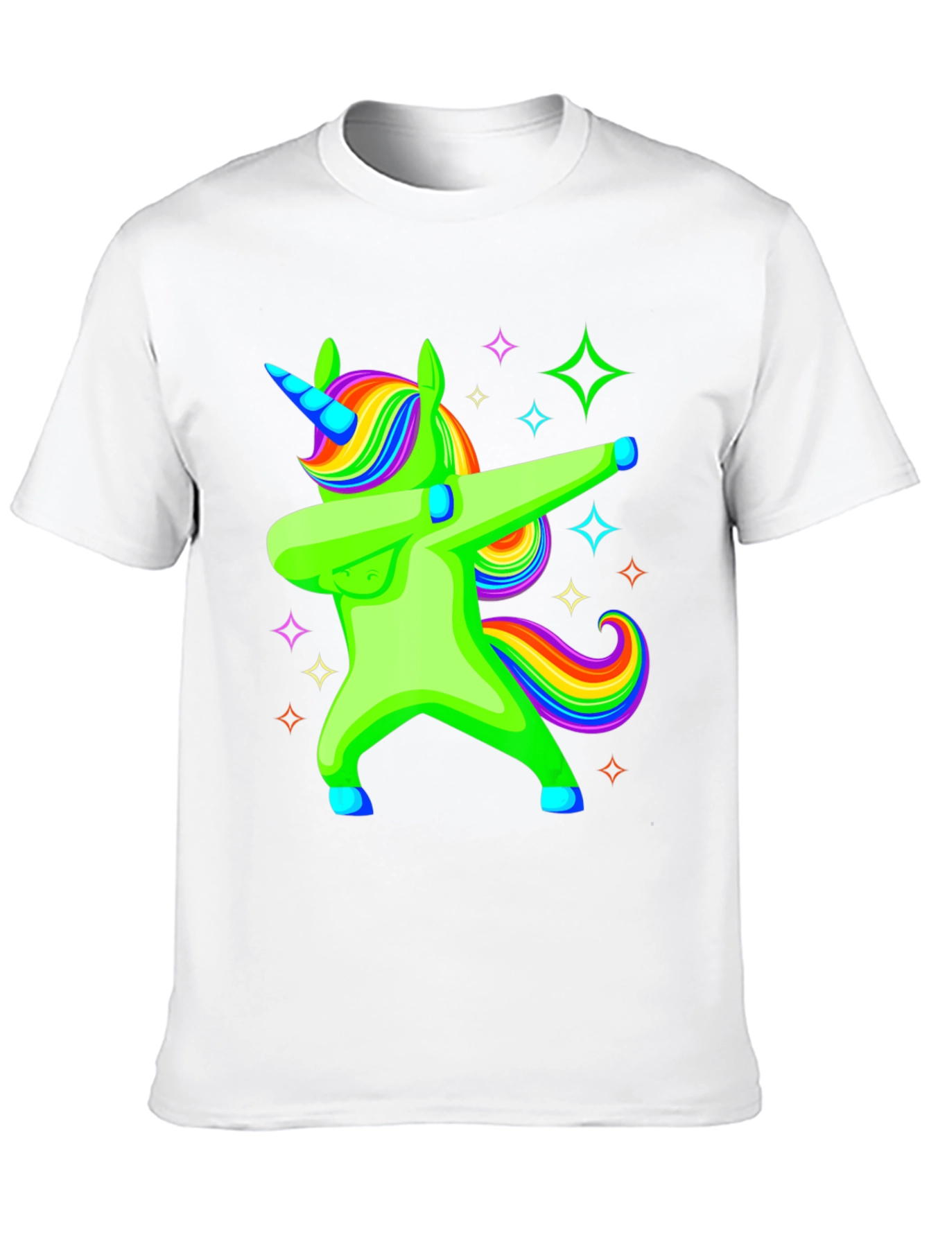 Black Dabbing Unicorn Graphic Tee - Rainbow Mane Black T-Shirt view 10