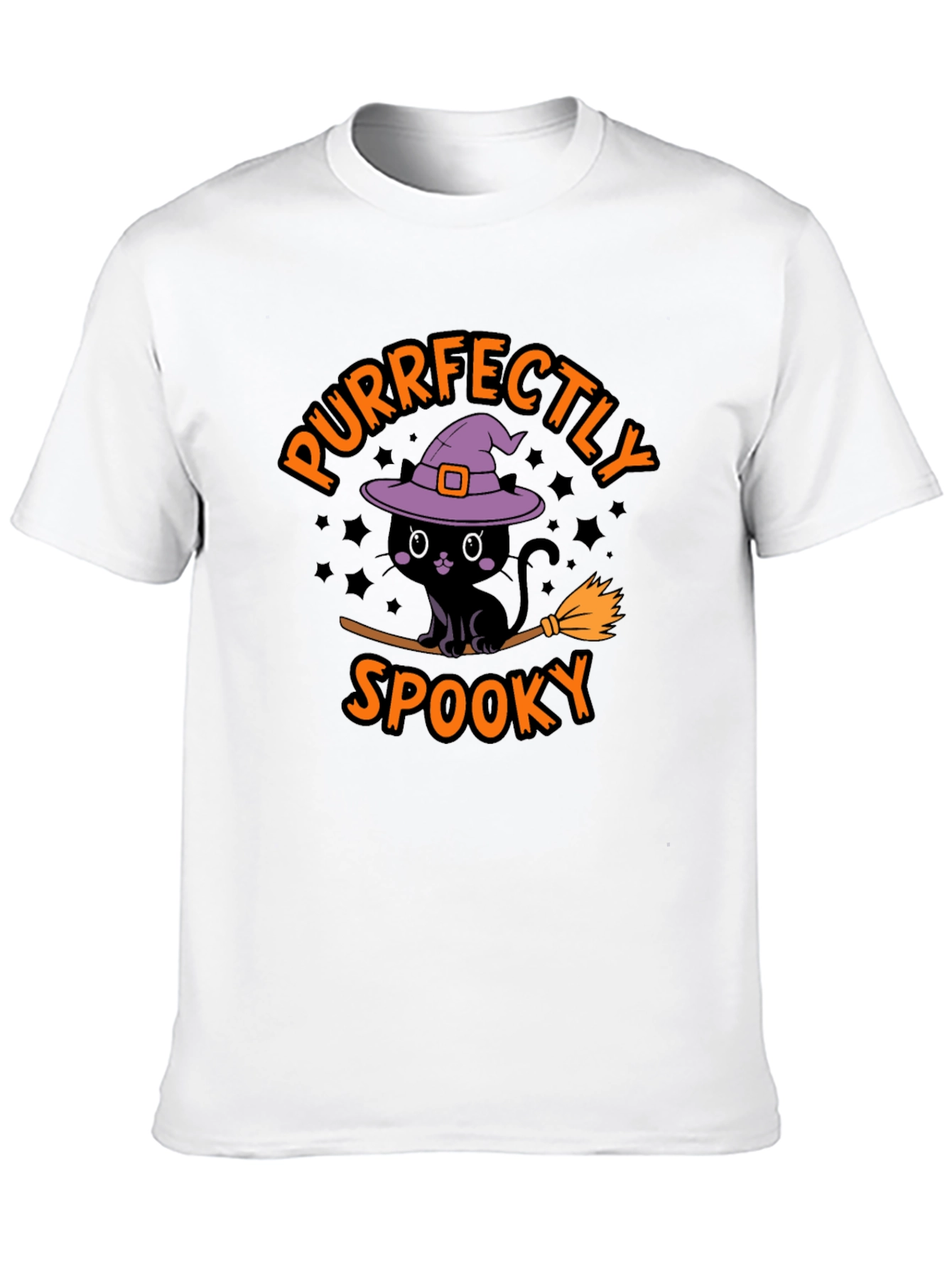 Black Purrfectly Spooky Halloween Black Cat T-Shirt view 10