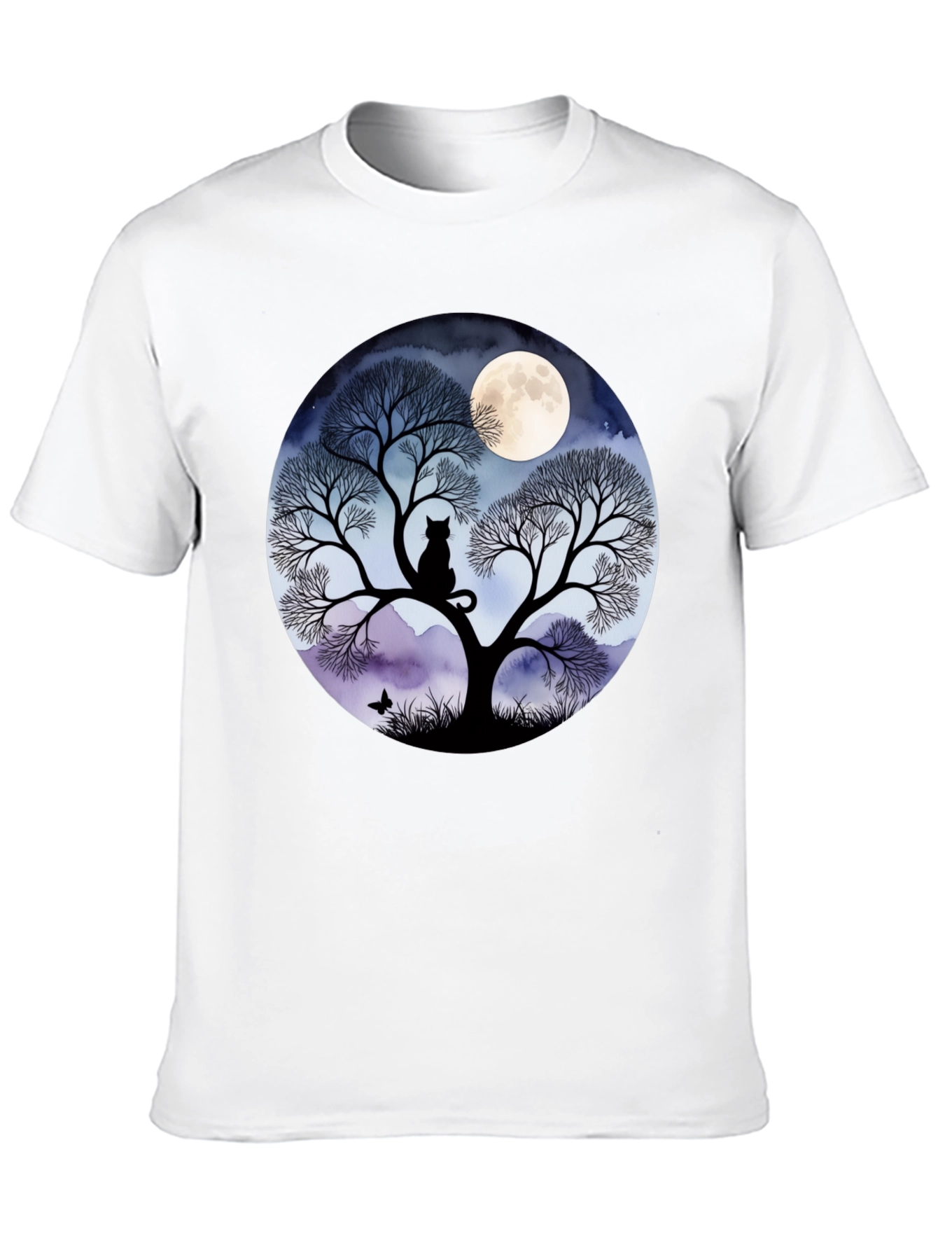 Black Moonlit Cat Tree Graphic Tee view 10