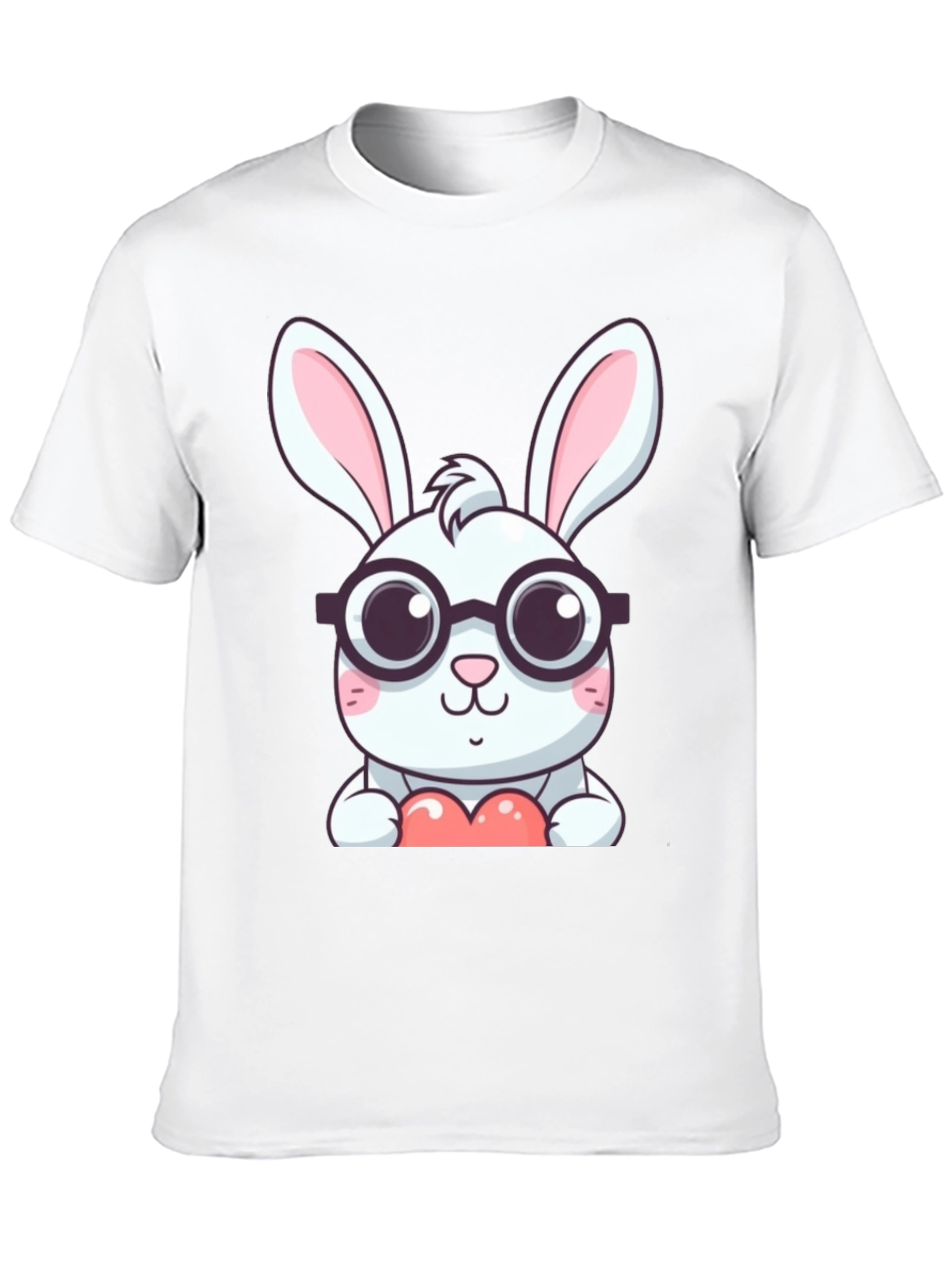 Black Cute Bunny with Glasses Black T-Shirt view 10