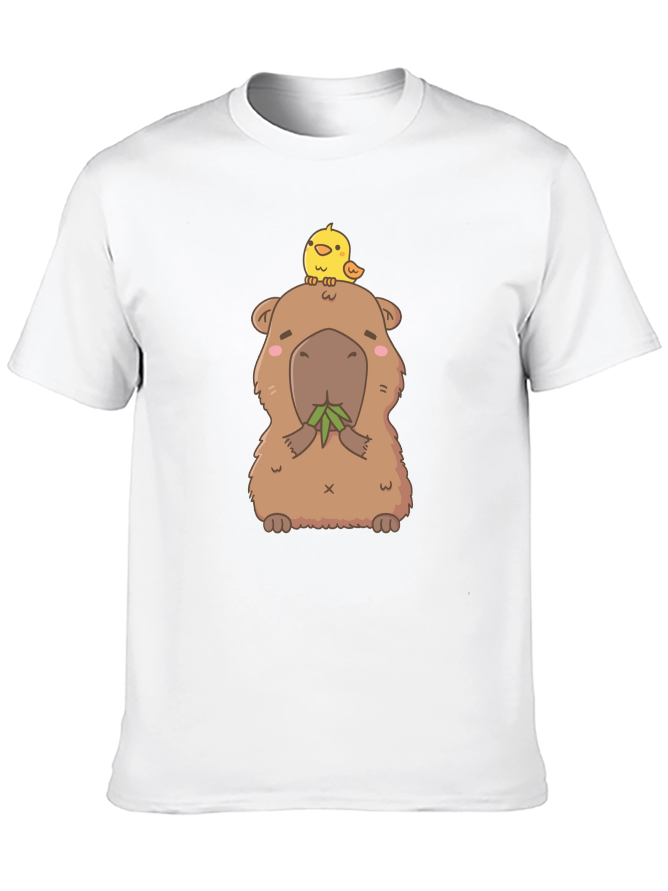 Black Cute Capybara & Chick T-Shirt - Unisex Cotton Tee view 10