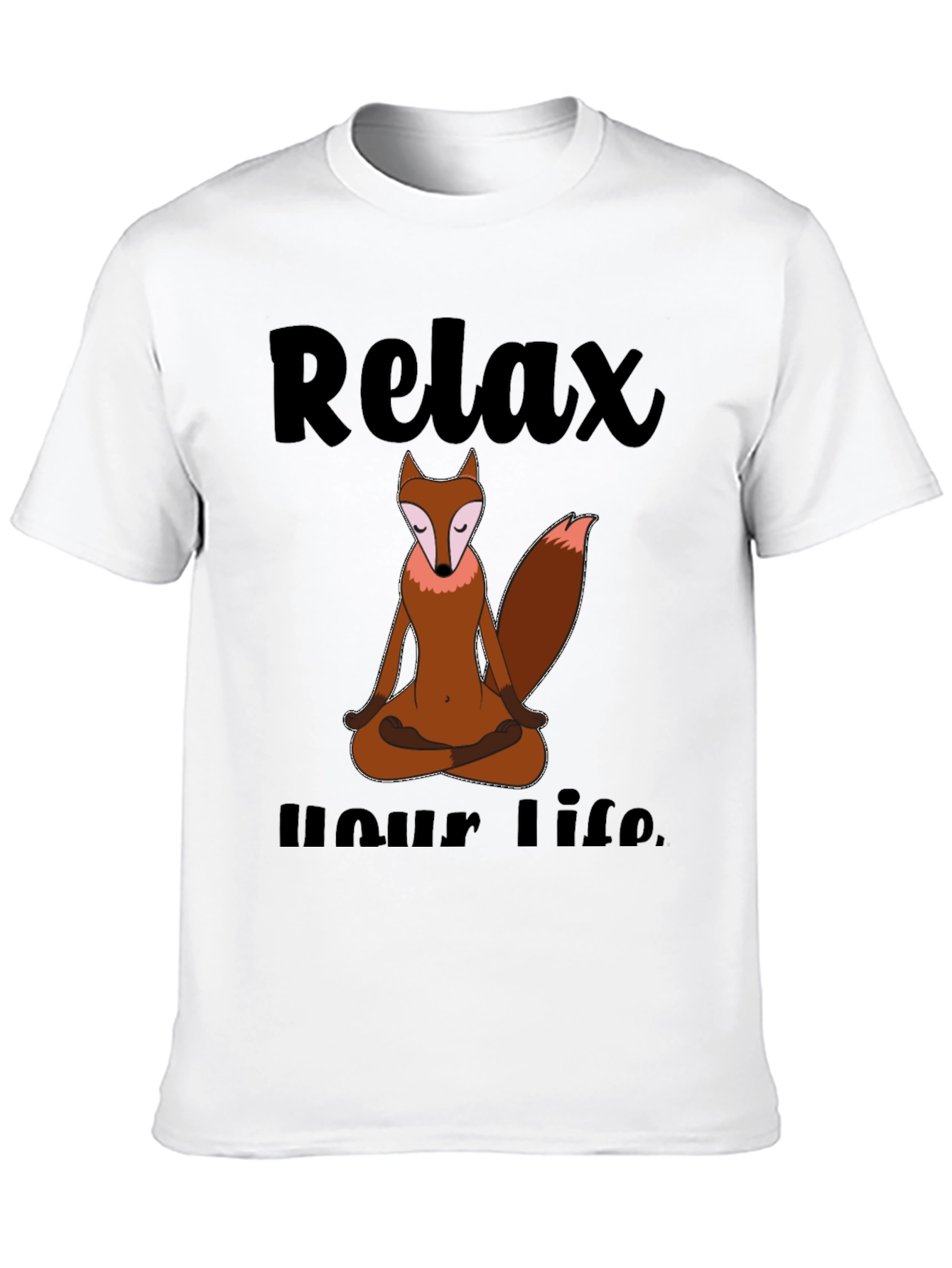 Black Relax Your Life Meditation Fox T-Shirt view 10