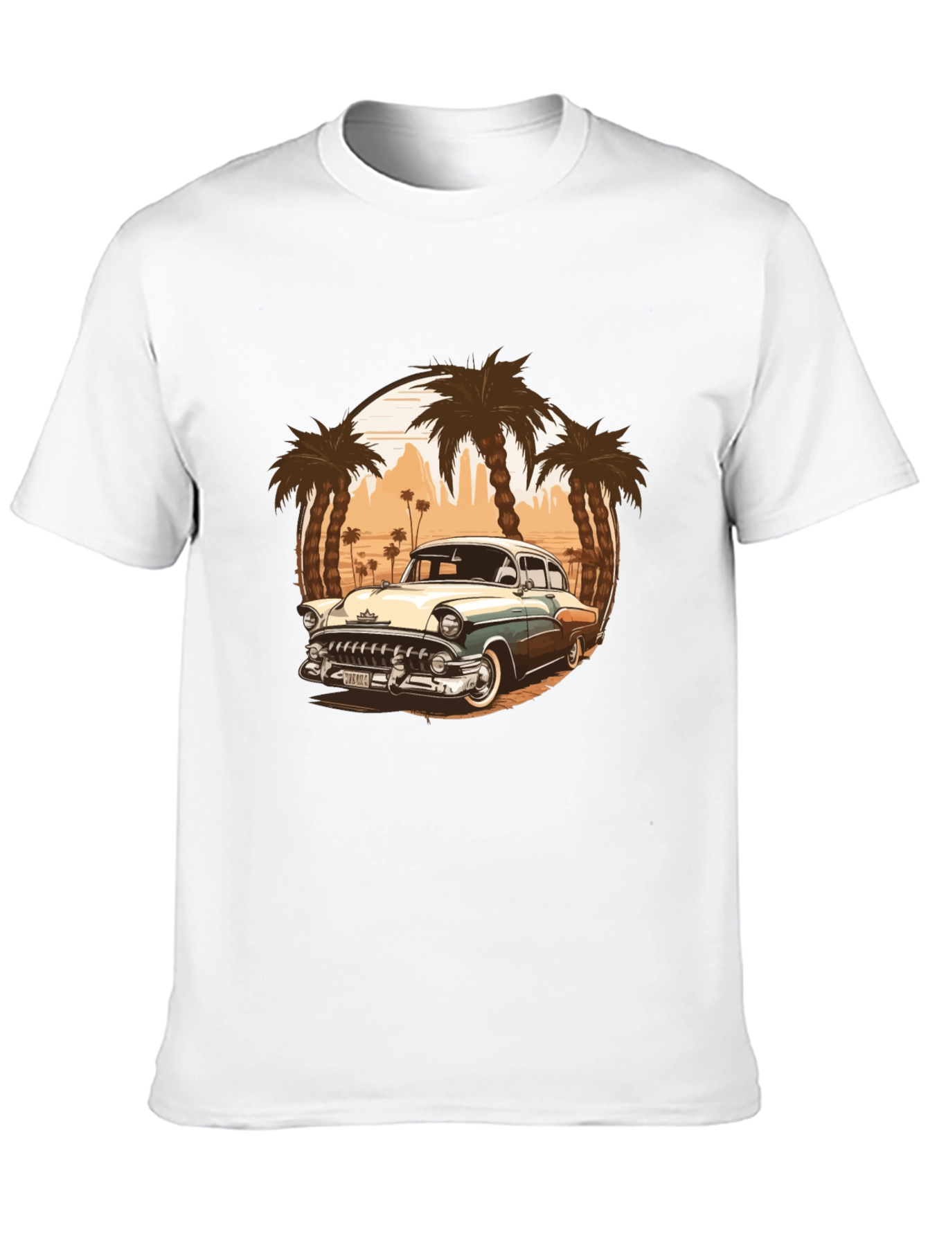 Black Vintage Car Graphic Tee - Palm Tree Design view 10