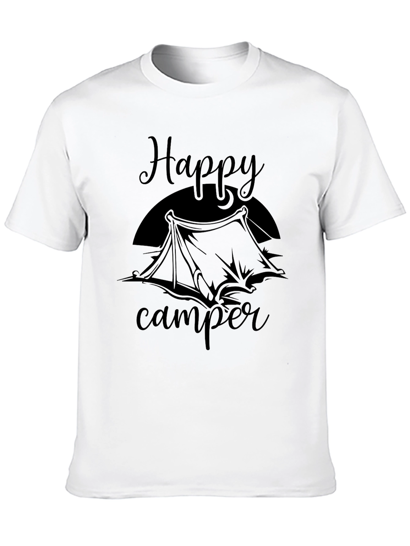 Black Happy Camper Graphic Tee - Black Cotton T-Shirt view 10