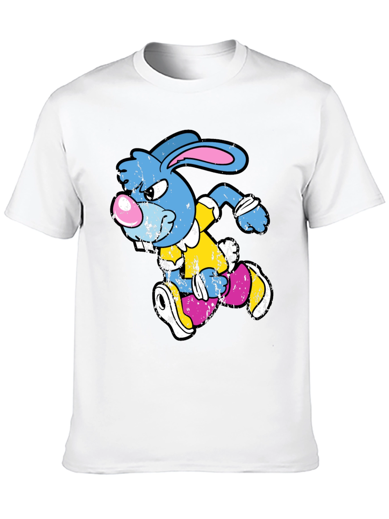 Black Running Rabbit Graphic T-Shirt - Black Cotton Tee view 10