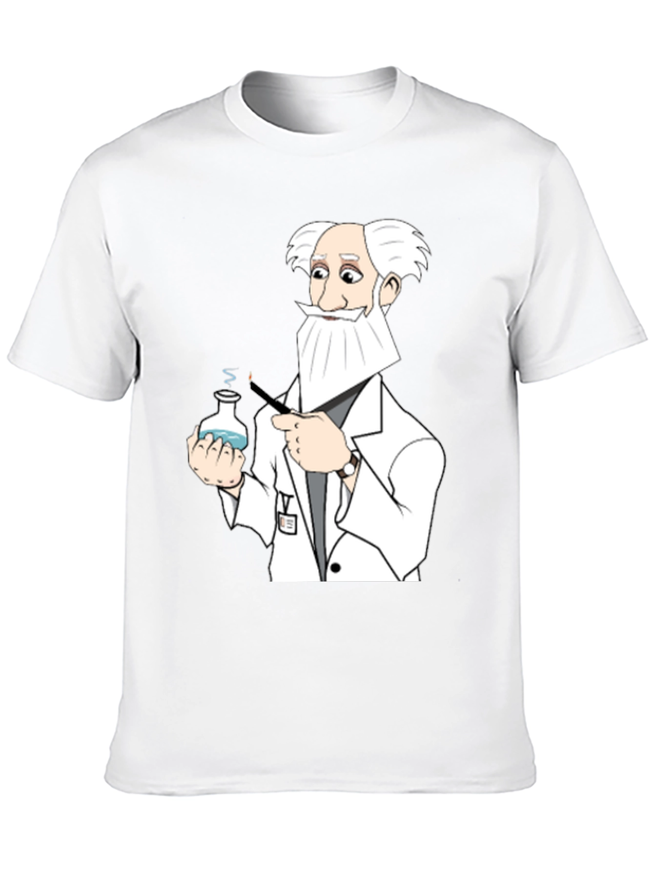 Black Mad Scientist Cartoon T-Shirt - Black Cotton Tee view 10