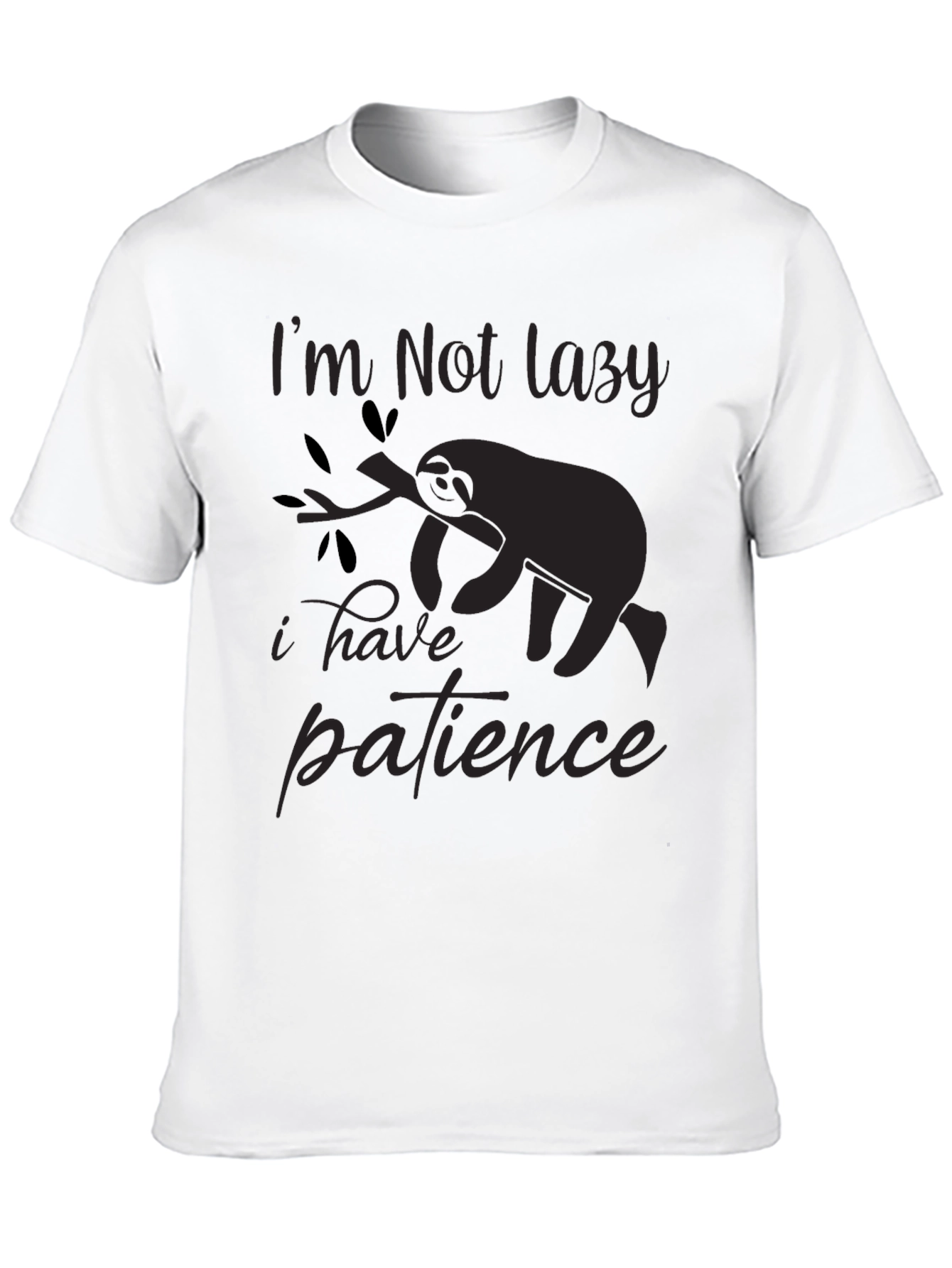 Black I'm Not Lazy T-Shirt Sloth Patience Graphic Tee view 10