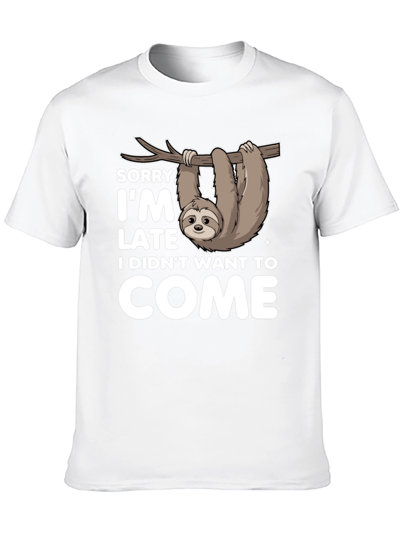 Black Funny Sloth T-Shirt - Sorry I'm Late Tee view 10