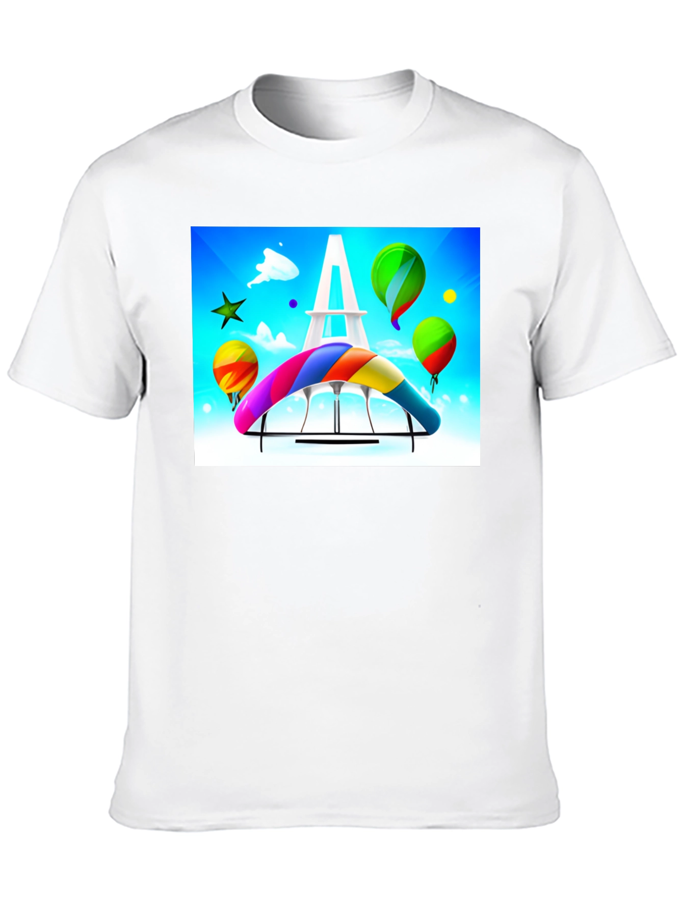 Black Paris Rainbow Hang Gliding T-Shirt view 10