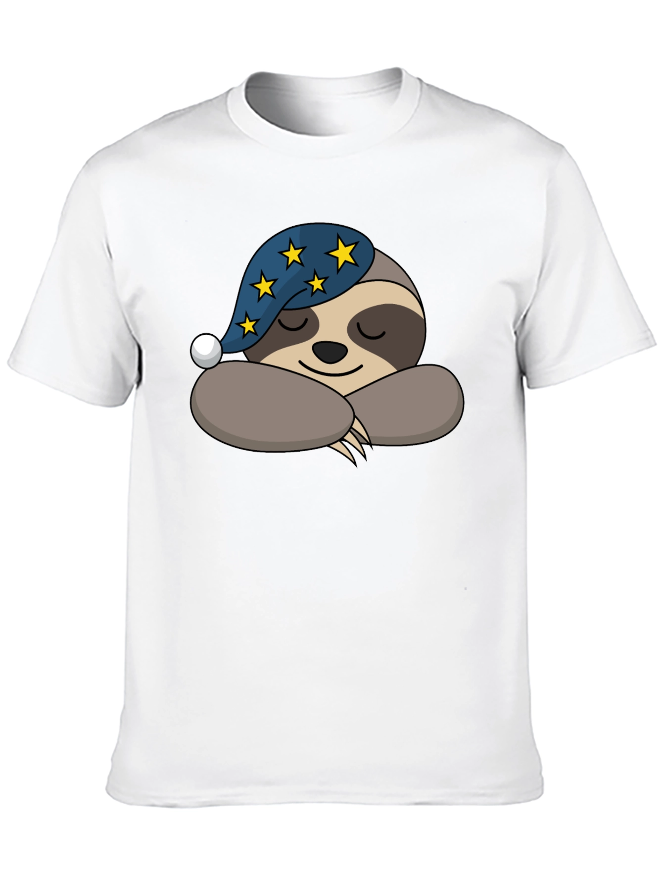 Black Sleeping Sloth T-Shirt - Starry Nightcap Cute Animal Tee view 10