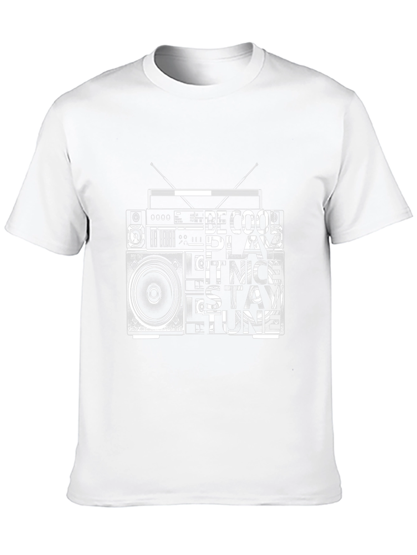 Black Retro Radio Graphic Tee - Black Cotton T-Shirt view 10