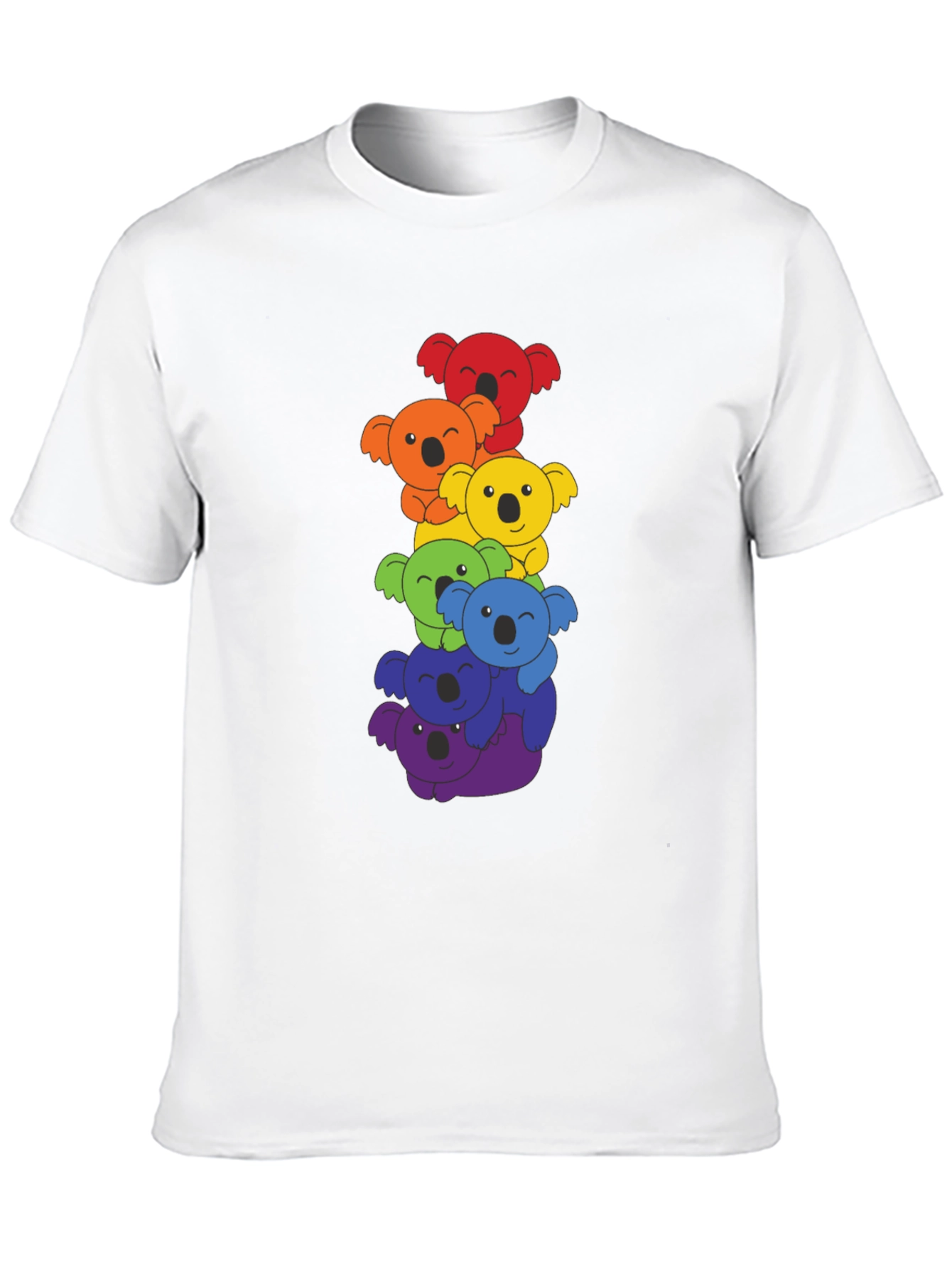 Black Rainbow Koala Stack Graphic Tee - Black Cotton Shirt view 10