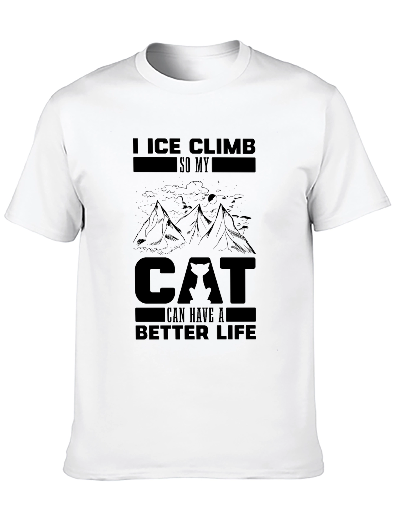 Black Ice Climb Cat Lover Black T-Shirt view 10