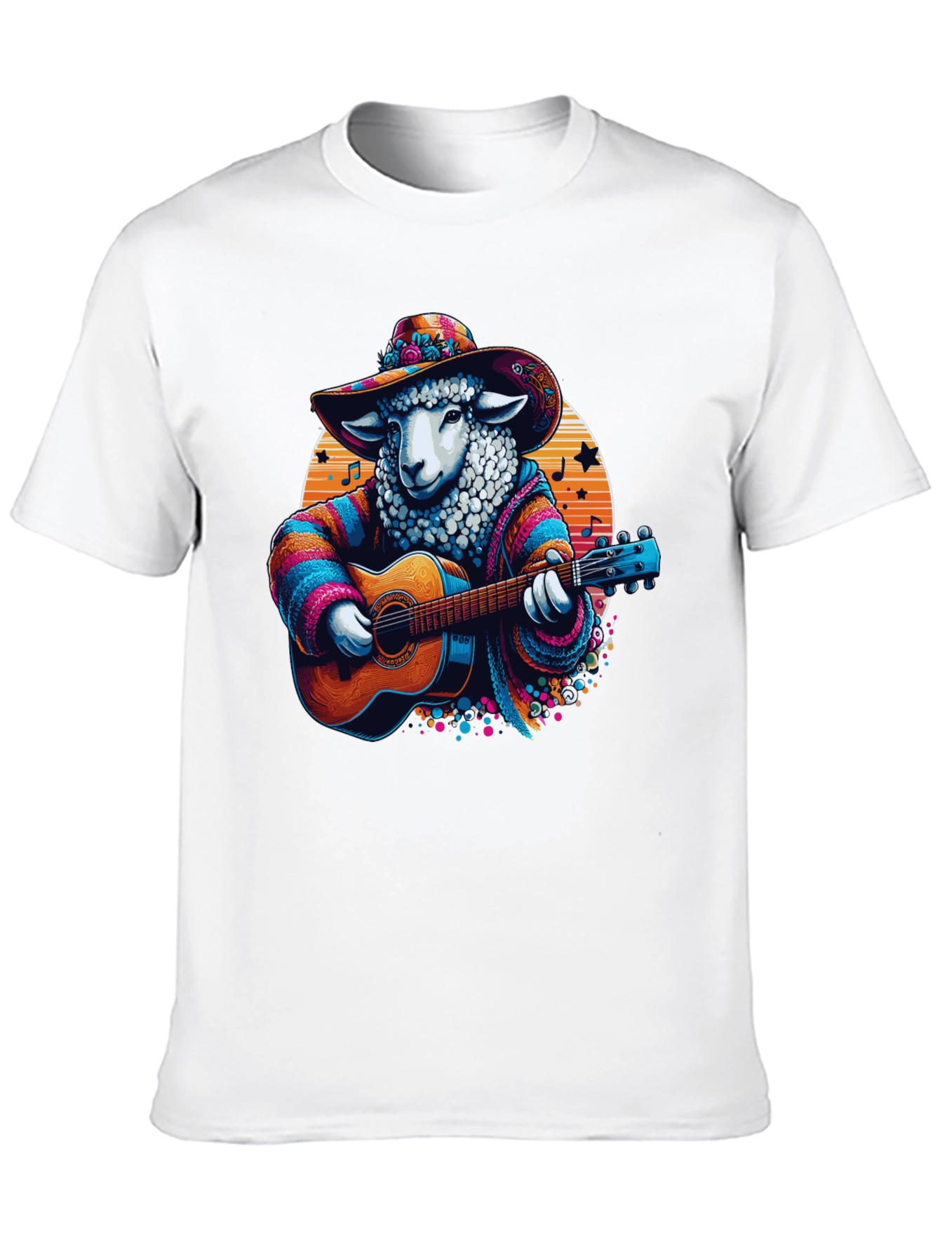 Black Musical Sheep T-Shirt: Colorful Graphic Tee view 10