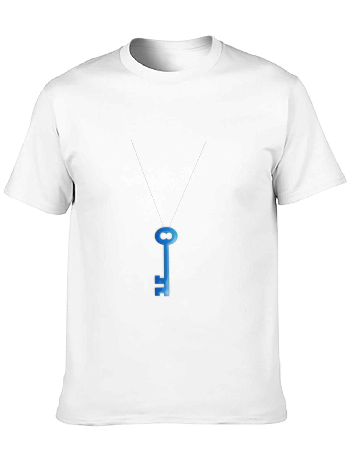 Black Men's Black T-Shirt with Blue Key Graphic view 10