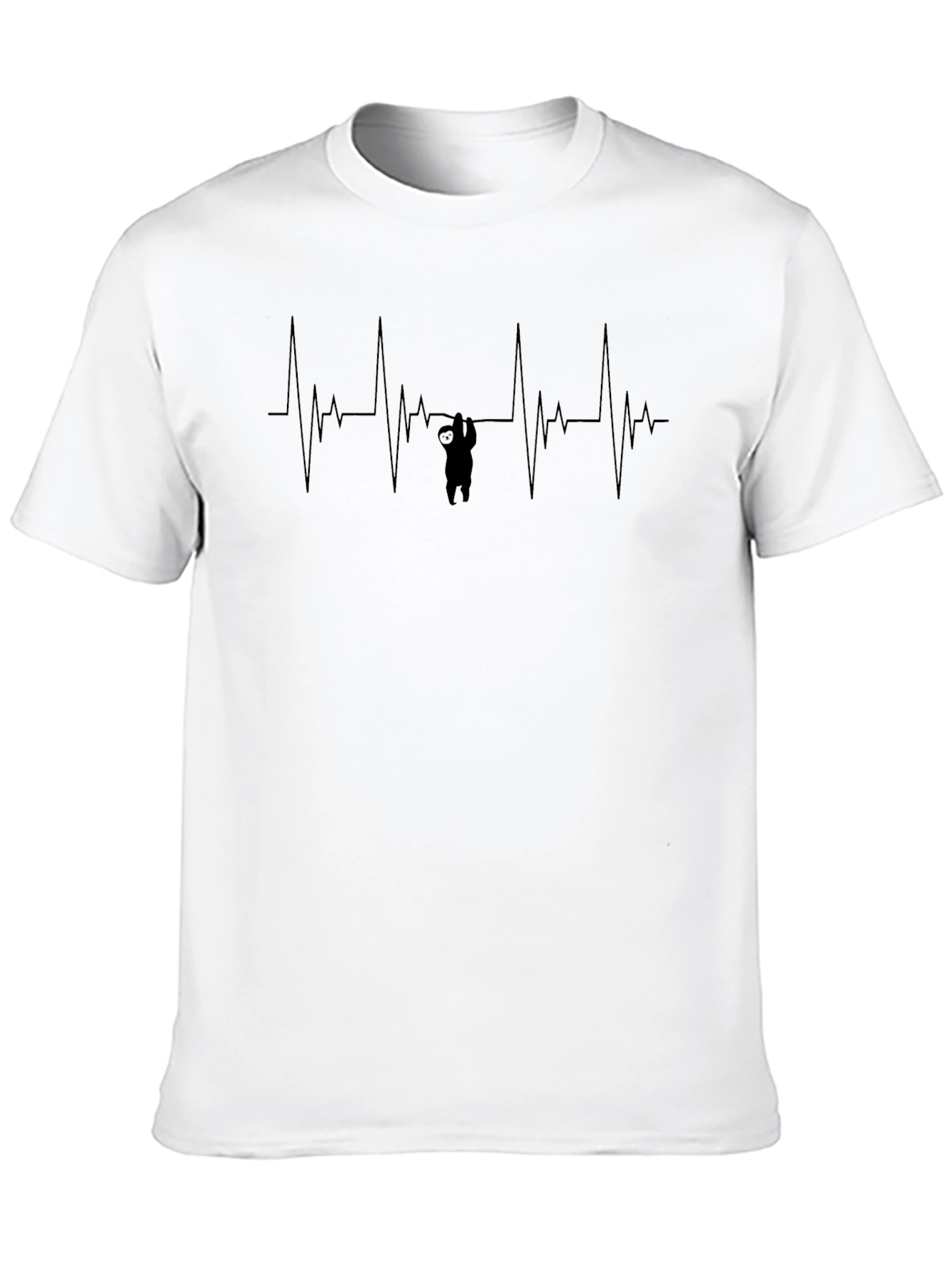 Black Heartbeat Sloth T-Shirt - Black Cotton Tee view 10