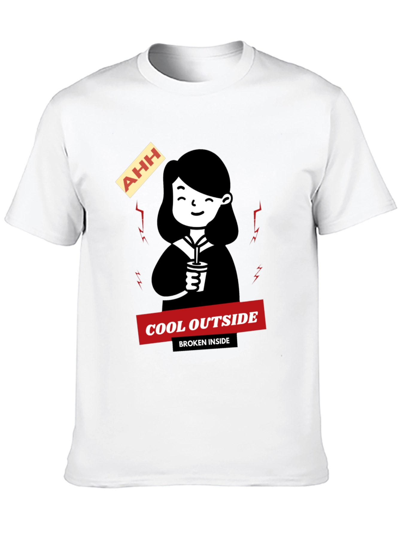 Black Cool Outside Broken Inside Black T-Shirt view 10