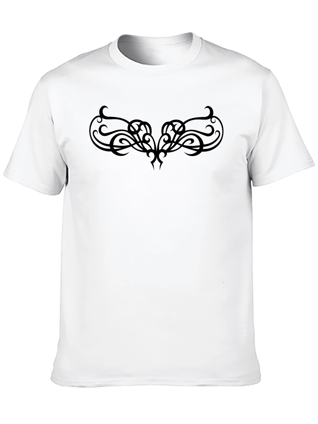 Black Men's Black Tee with Tribal Tattoo Design view 10