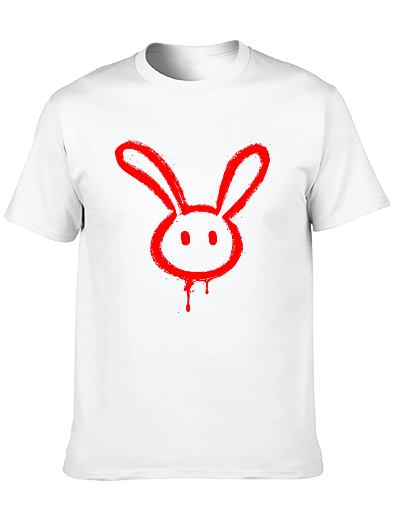 Black Red Bunny Graphic Tee - Black Cotton Casual T-Shirt view 10