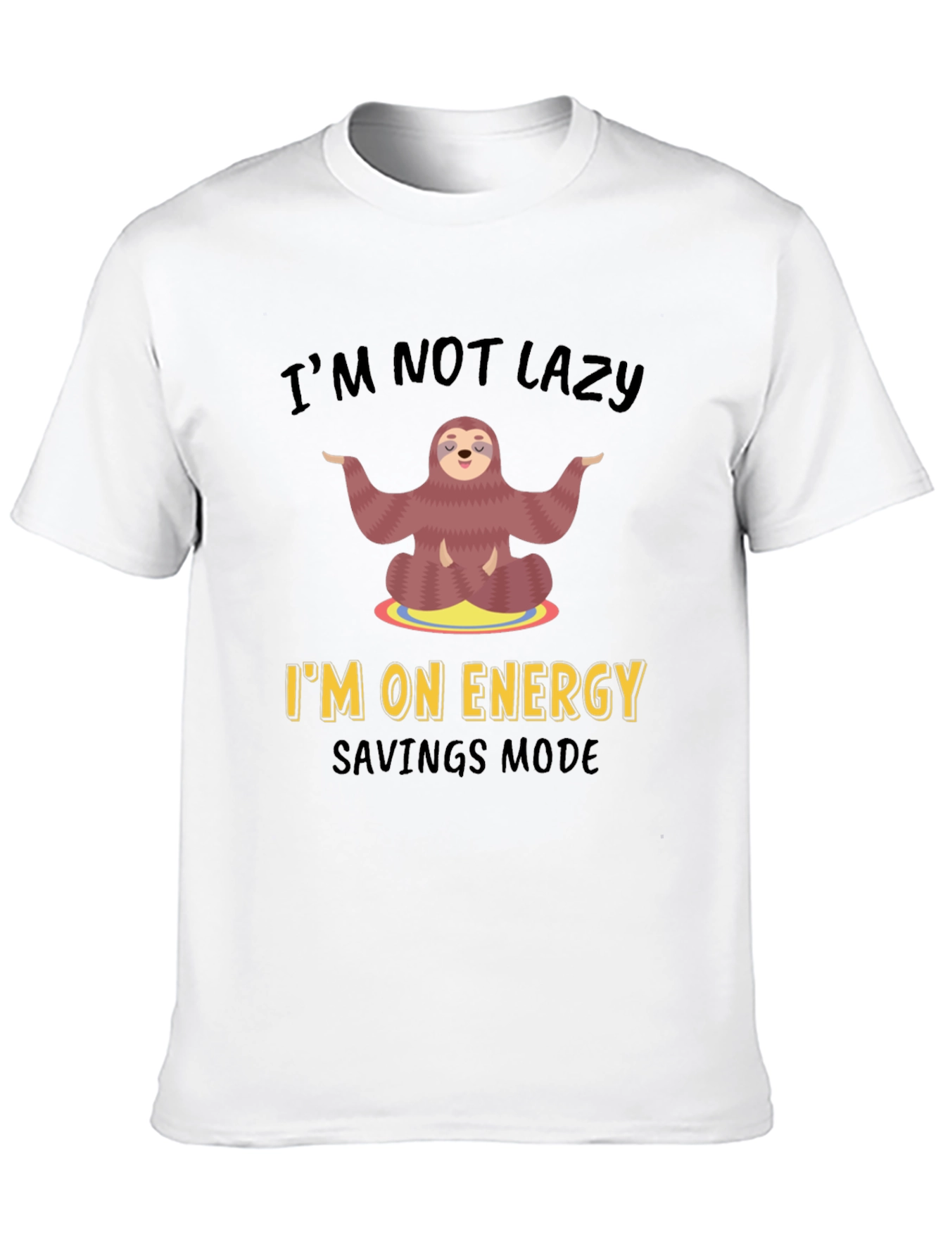 Black Lazy Sloth Energy Saving Mode Graphic T-Shirt view 10