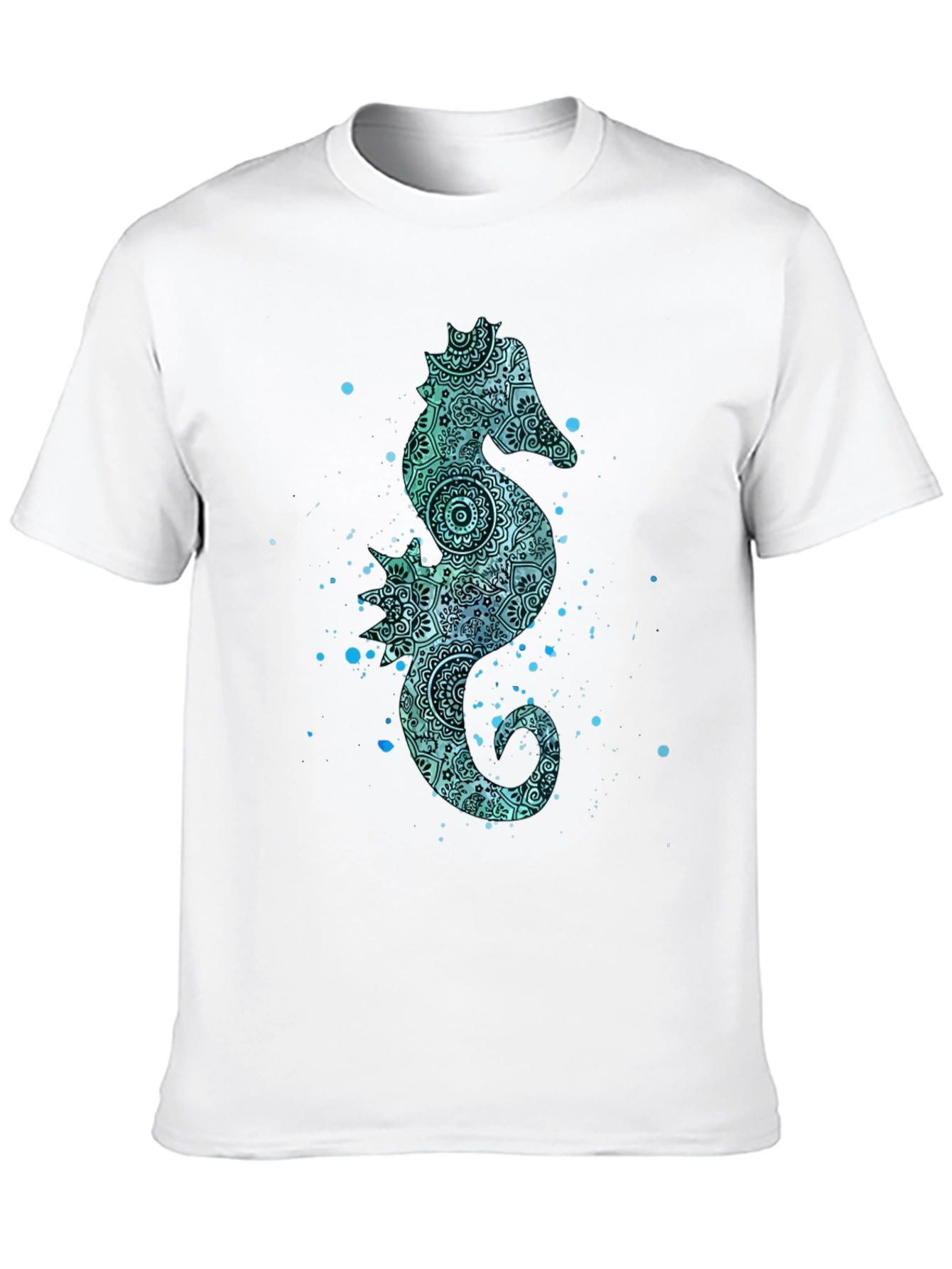 Black Seahorse Graphic Tee - Men's Black Cotton T-Shirt view 10