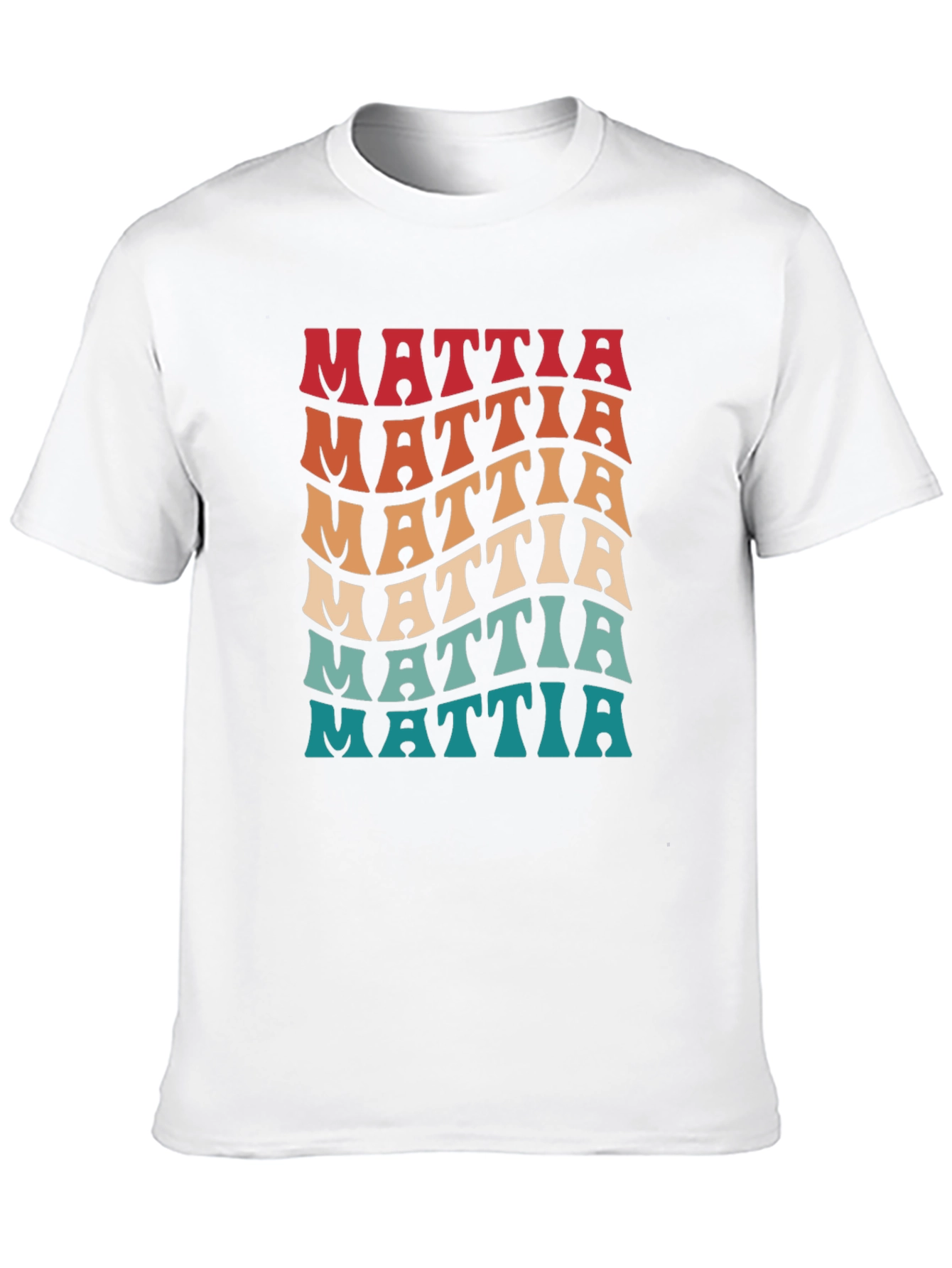 Black Retro Name Mattia Wavy Text T-Shirt view 10