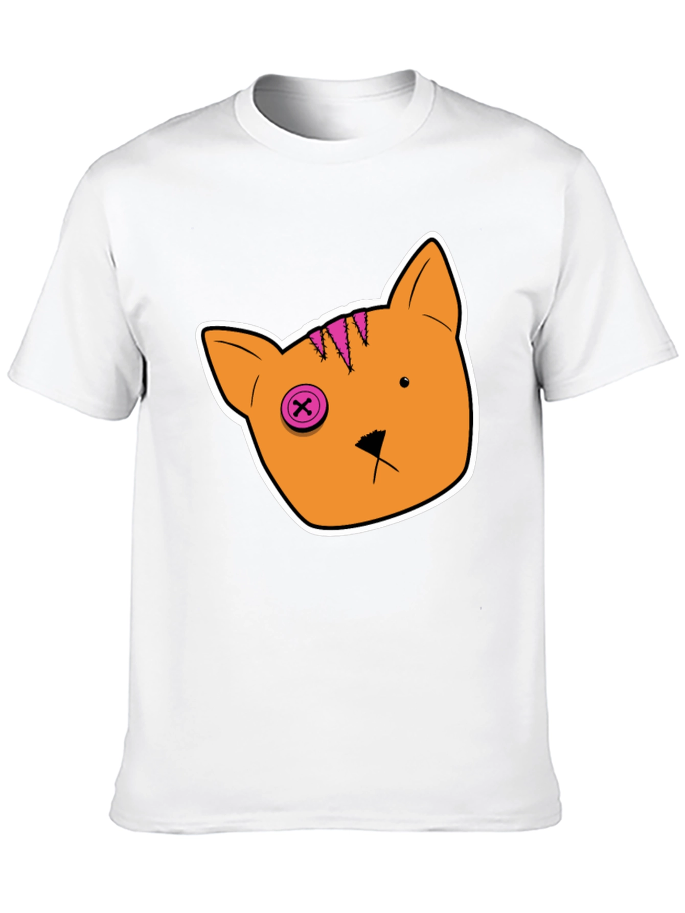 Black Cartoon Cat Tee: Black Cotton T-Shirt view 10