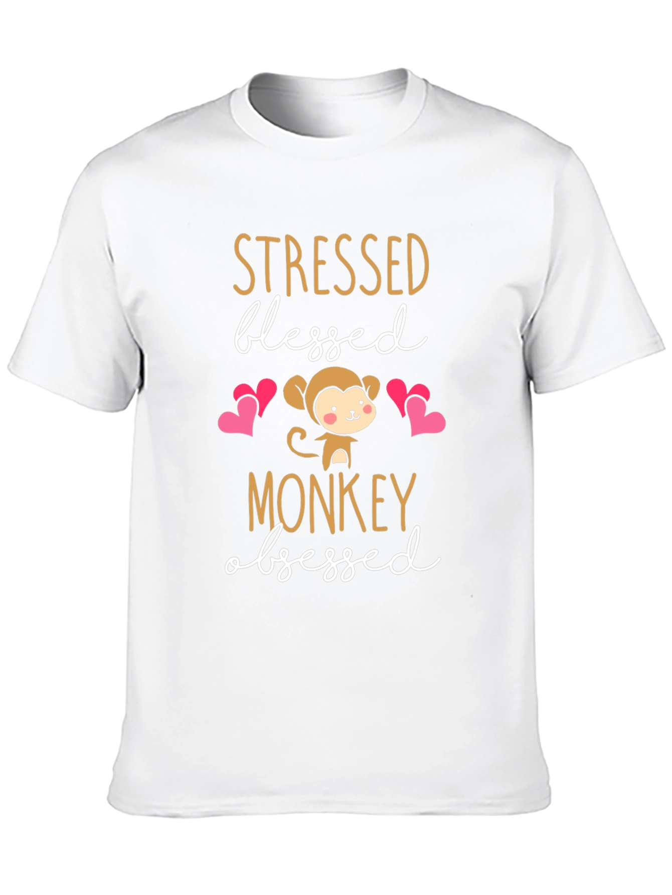 Black Stressed Blessed Monkey Obsessed T-Shirt view 10