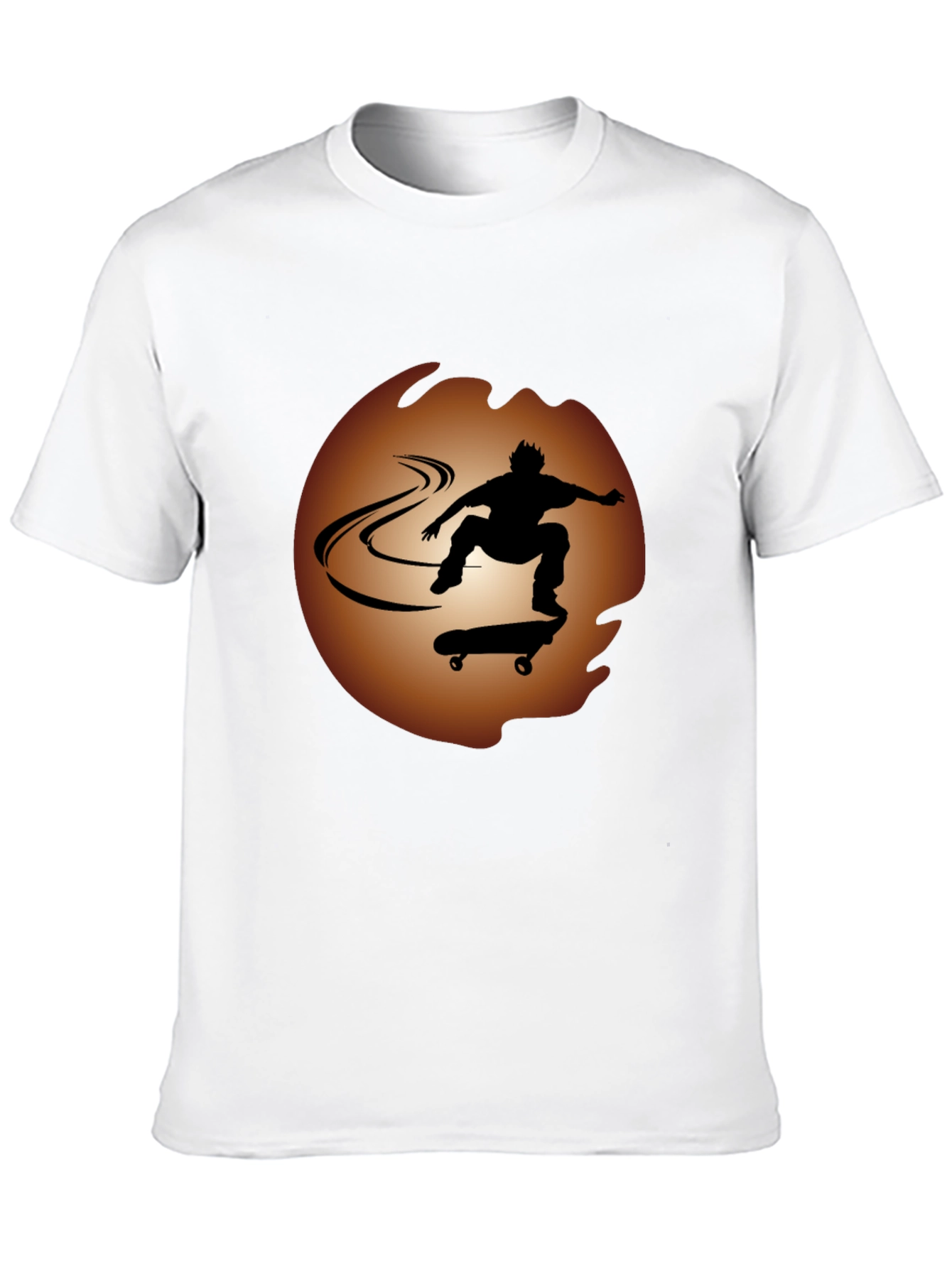 Black Skateboarder Silhouette Graphic Tee - Black Cotton view 10