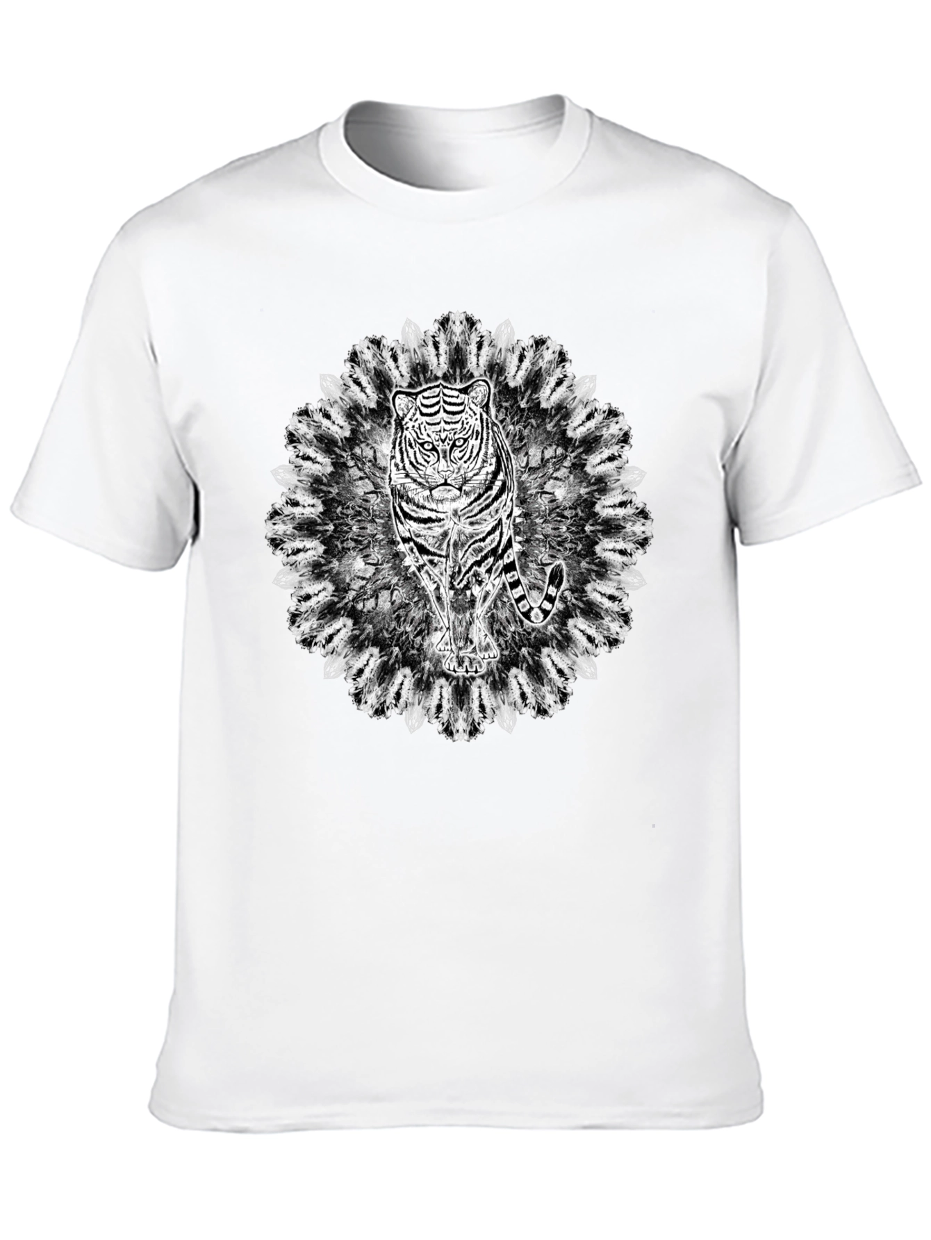 Black Tiger Mandala Graphic Black T-Shirt view 10