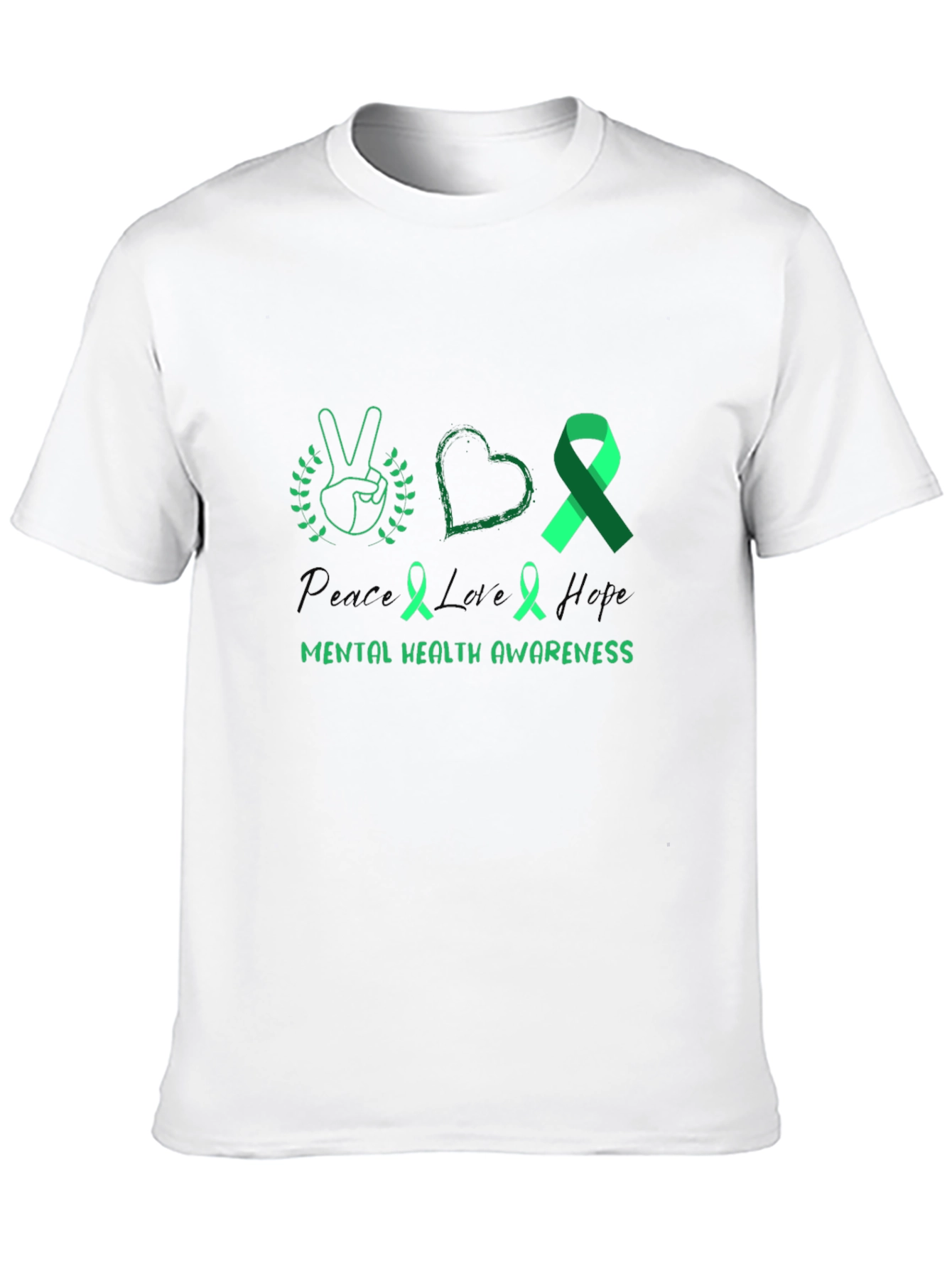 Black Peace Love Hope Mental Health Awareness T-Shirt view 10